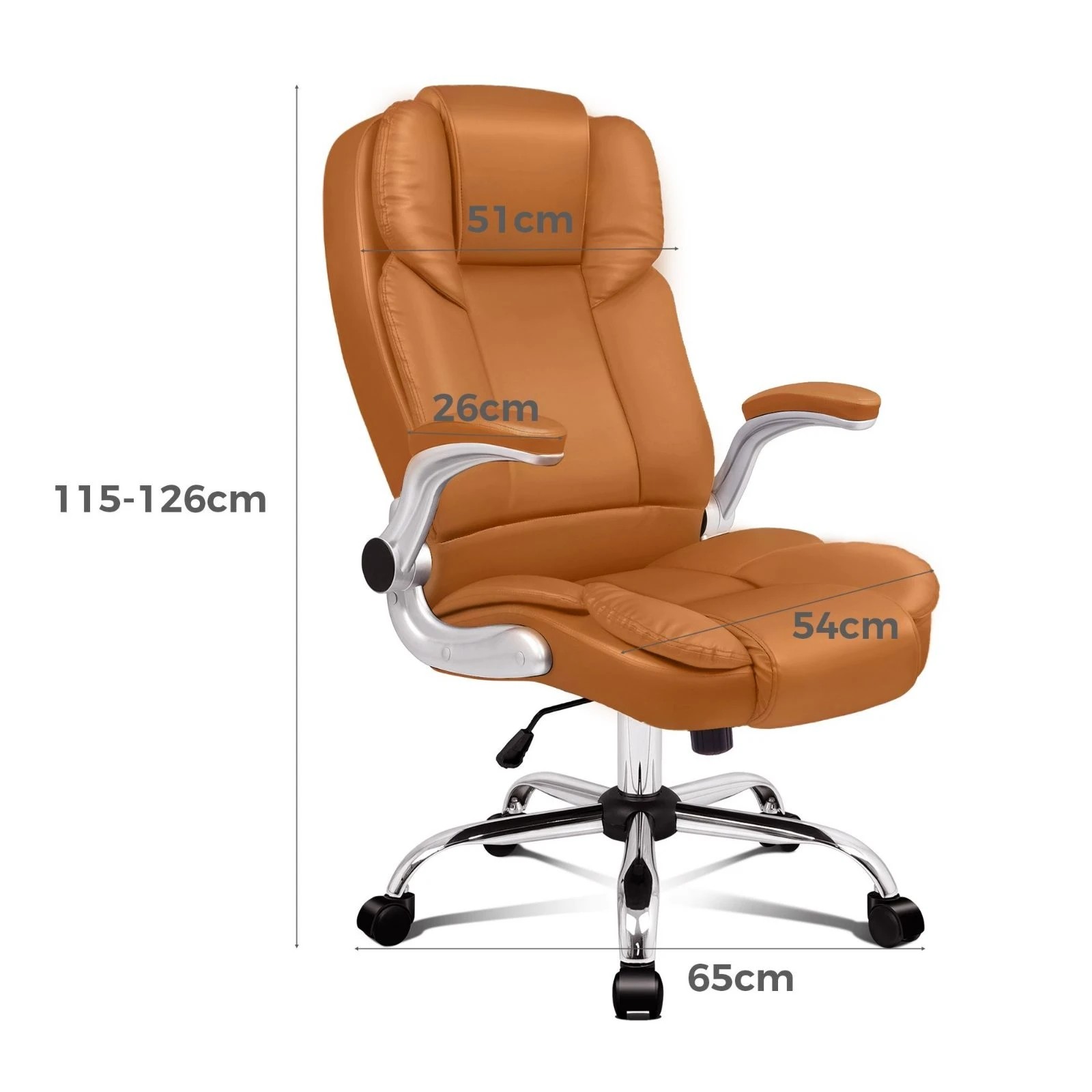 4 Alfordson Office Chair Executive Computer Gaming Racer PU Leather Work Seat - Brown, 4 of 10