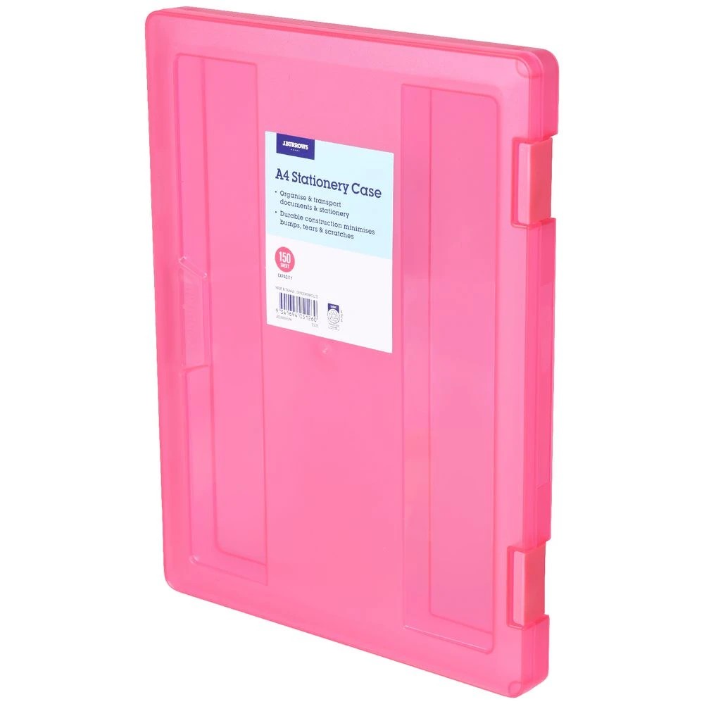 3 J.Burrows Stationery Case A4 Clip Closure Pink, 3 of 4