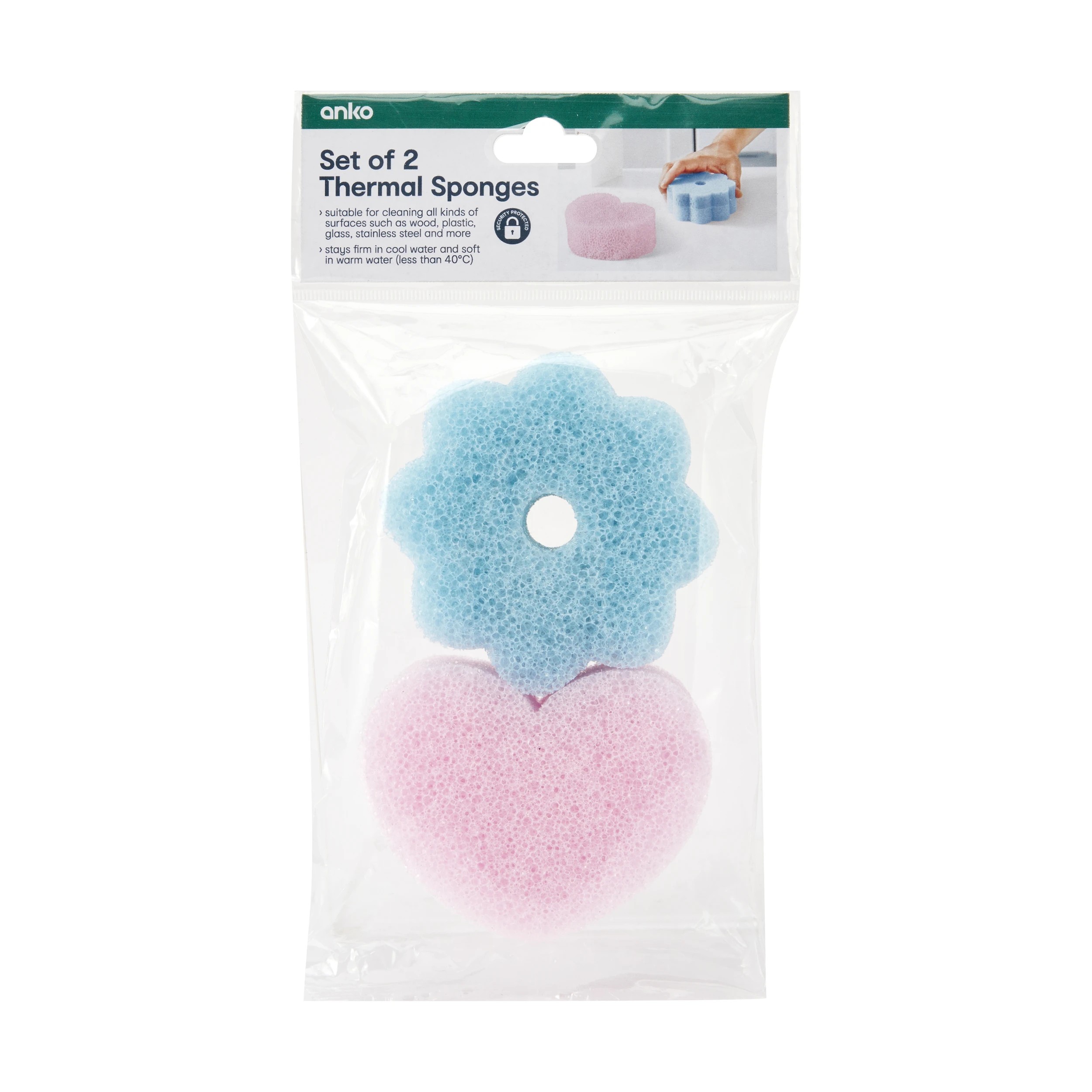 6 Set of 2 Thermal Sponges - Heart and Flower, 6 of 6