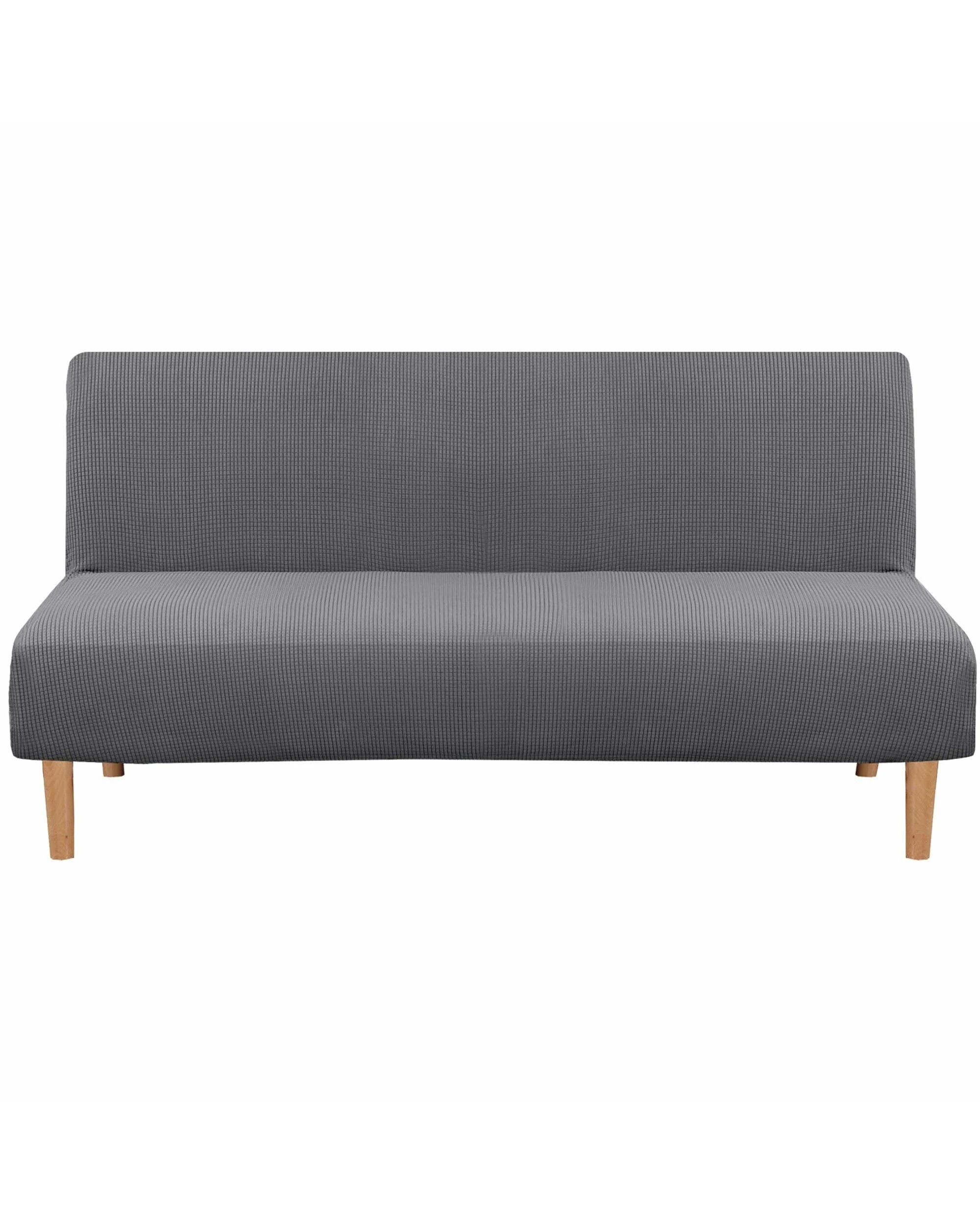 1 Smarcute 3 Seater Armless Futon Sofa Bed Cover Stretch Couch Protector - Grey, 1 of 5