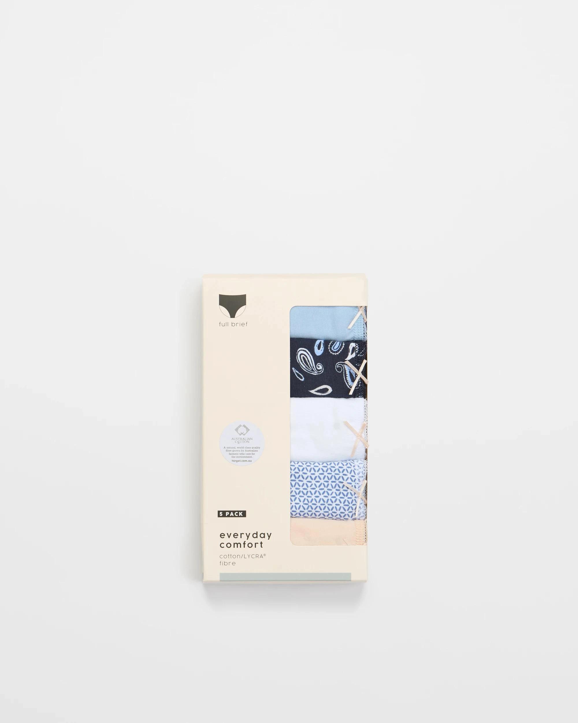 5 Target Woman Australian Cotton Womens Full Briefs 5 Pack BLUE/PAISLEY/GEO/WHITE/NEUTRAL, 5 of 5