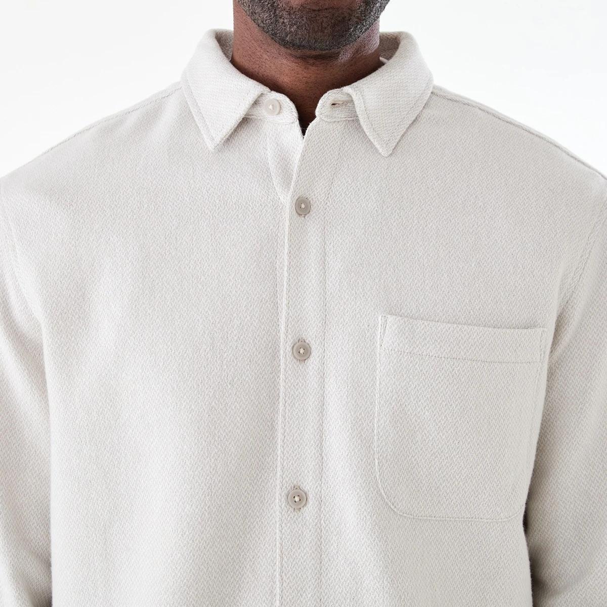 7 Long Sleeve Jacquard Overshirt STRING BEIGE, 7 of 7