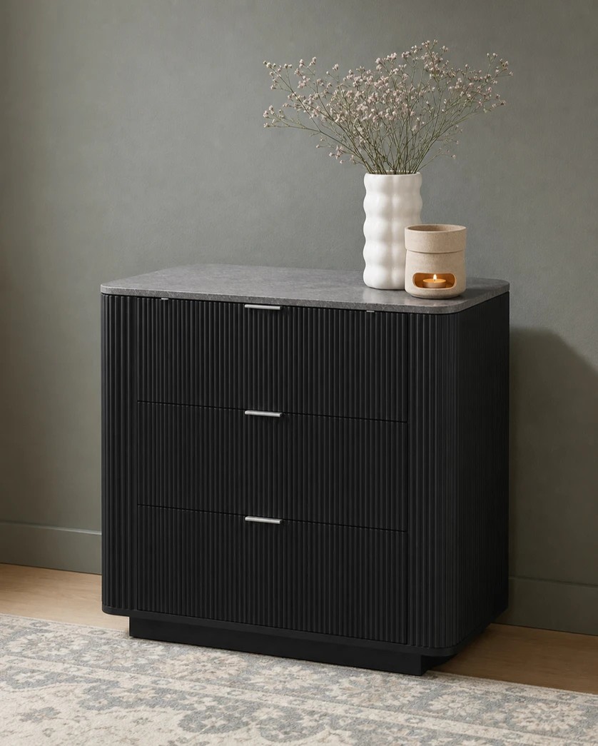 1 Claire 3 Drawer Chest - Black, 1 of 7
