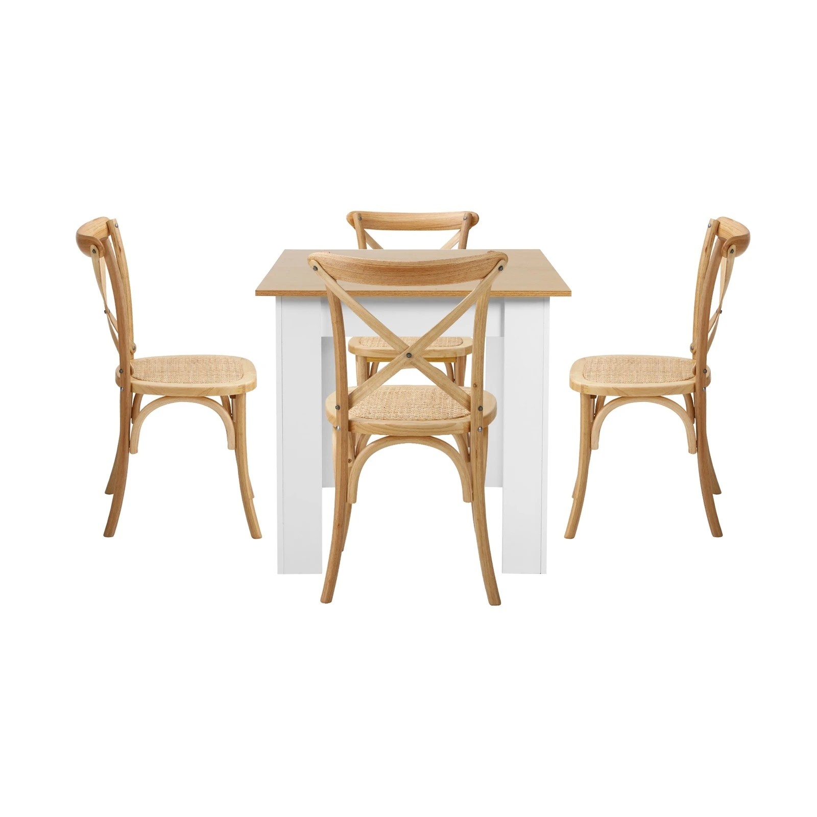 8 Oikiture 160cm Extendable Dining Table With 4pcs Dining Chairs Crossback Wooden
 - Multi, 8 of 10