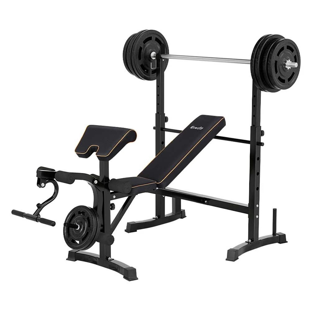 1 Everfit Weight Bench 10 in 1 Bench Press Home Gym Station 330kg Capacity - Black, 1 of 6