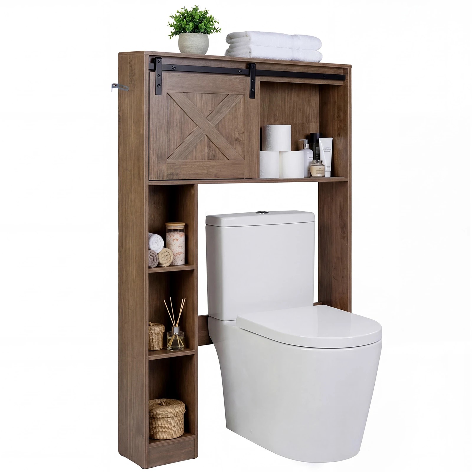 5 Costway Over The Toilet Bathroom Cabinet Storage Shelf Toilet Storage Rack Space Saver - Grey, 5 of 7
