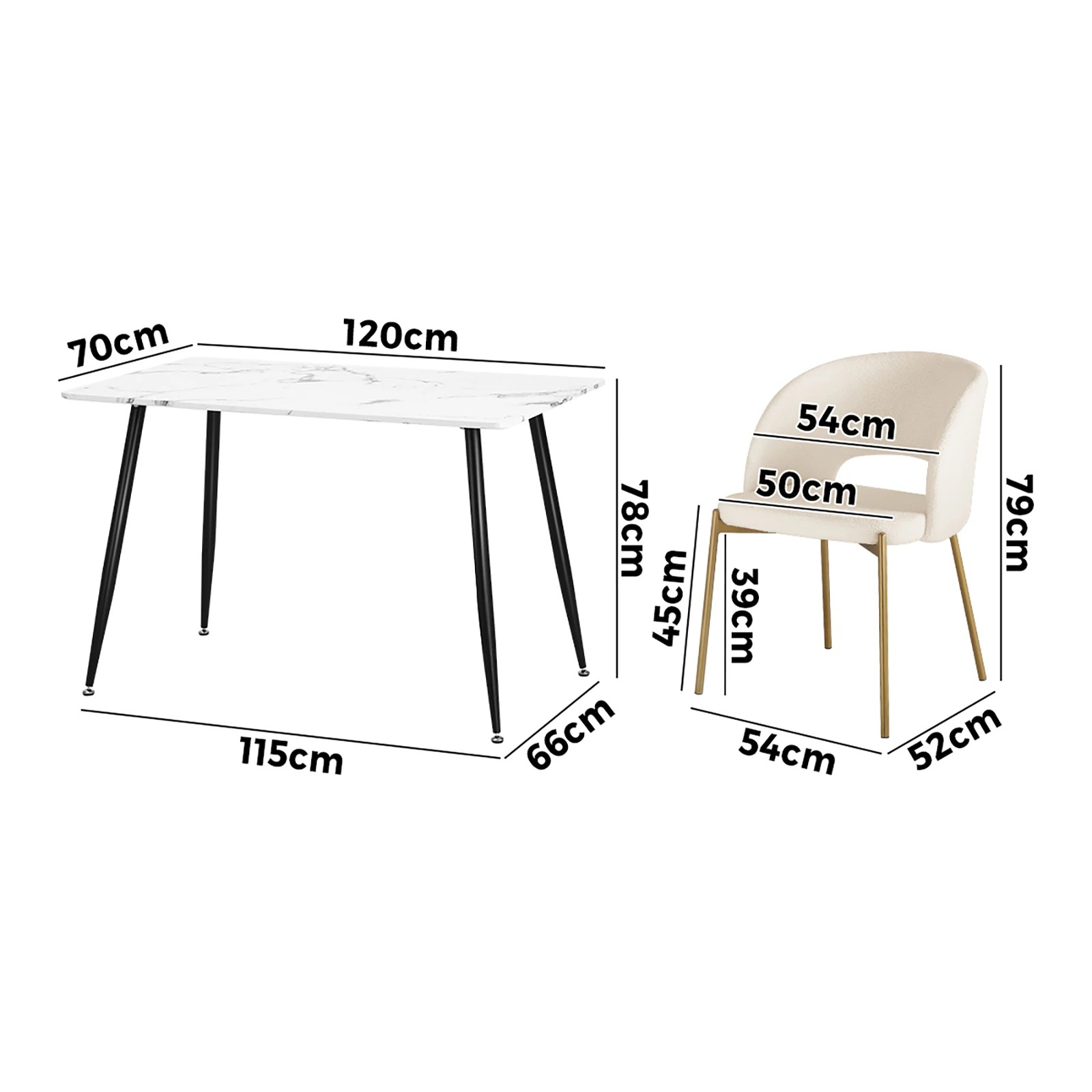 2 Oikiture 120cm Rectangle Dining Table with 6PCS Dining Chairs Sherpa - Multi, 2 of 9