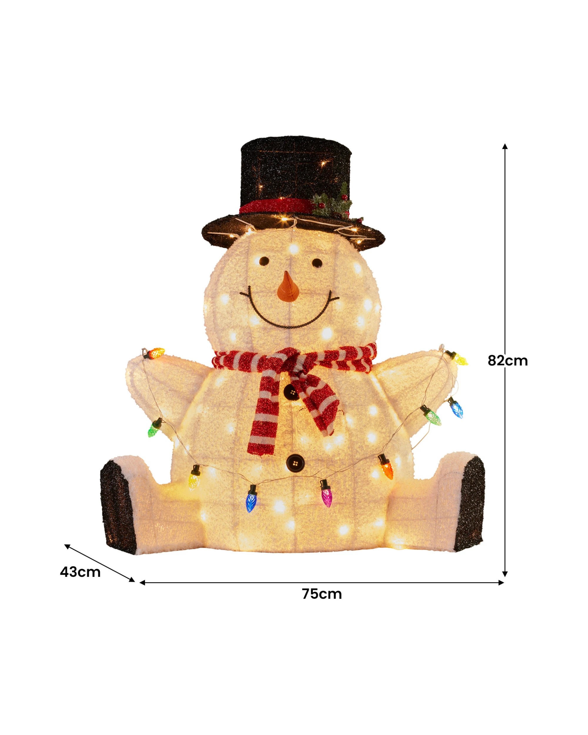 4 Christabelle 82cm Sitting Snowman Christmas Display With Lights, 4 of 4