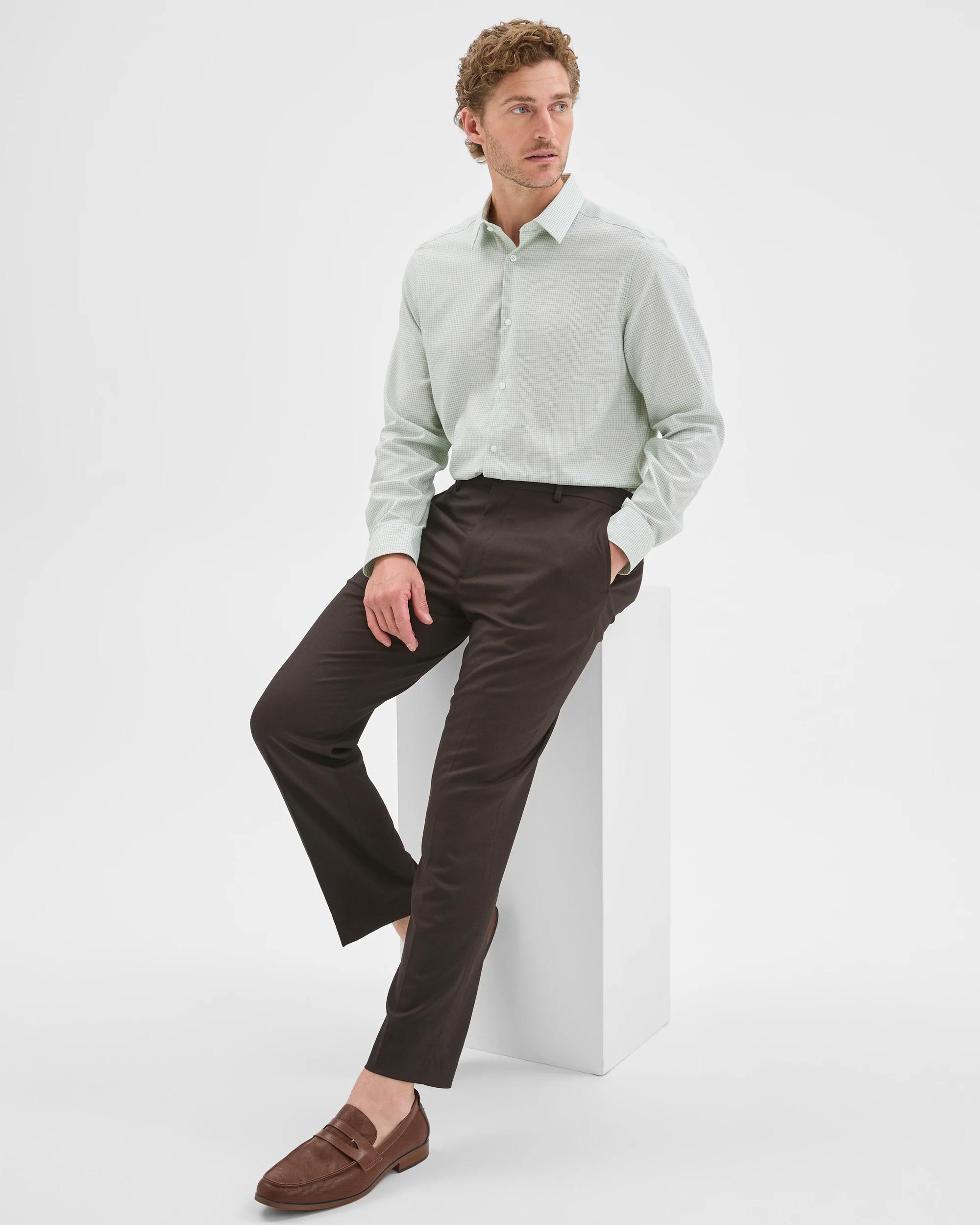 1 Preview Australian Cotton Long Sleeve Shirt DOBBY GREEN CHECK, 1 of 7