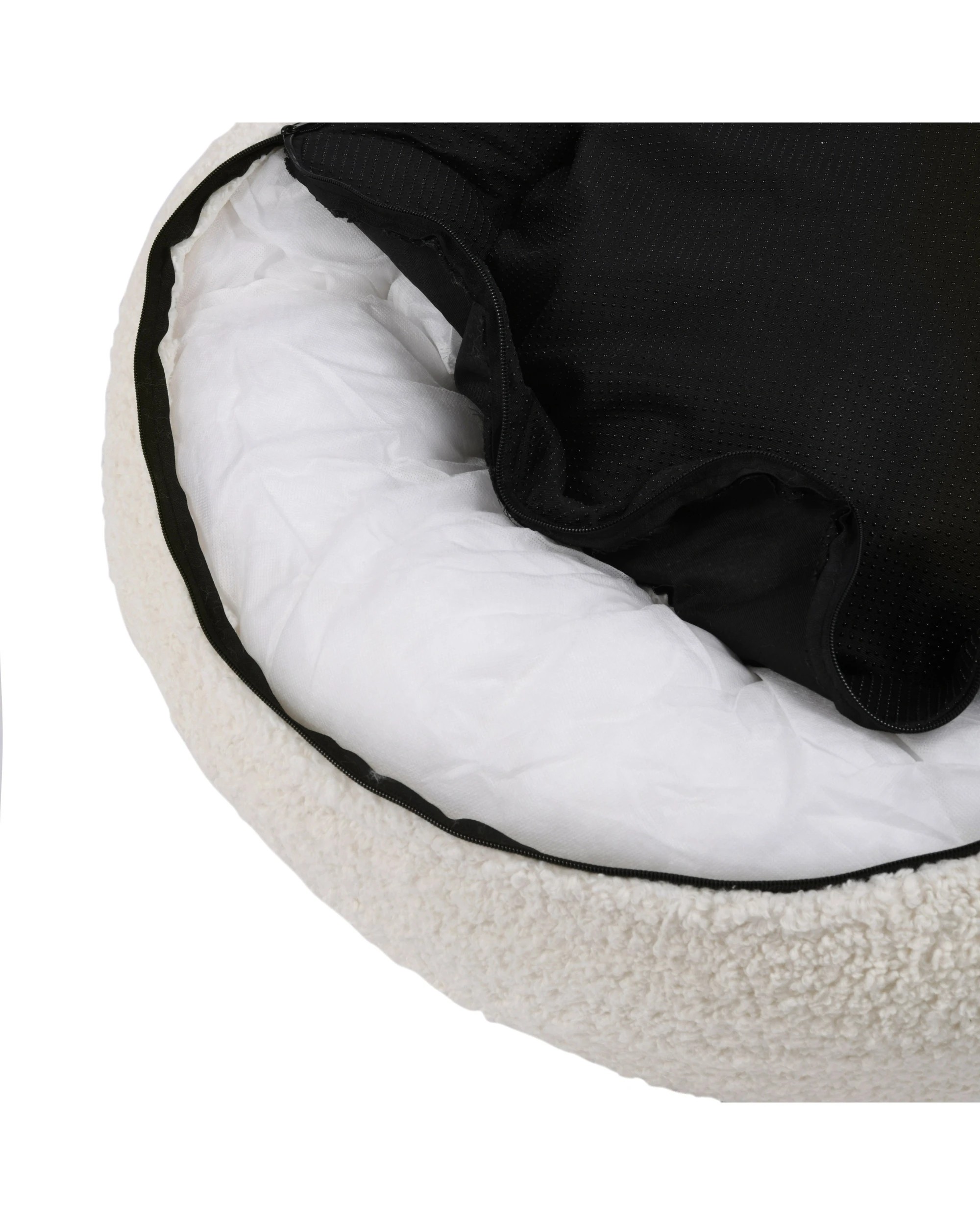 7 Charlie's Teddy Fleece Round Calming Dog Bed Large - Cream, 7 of 9