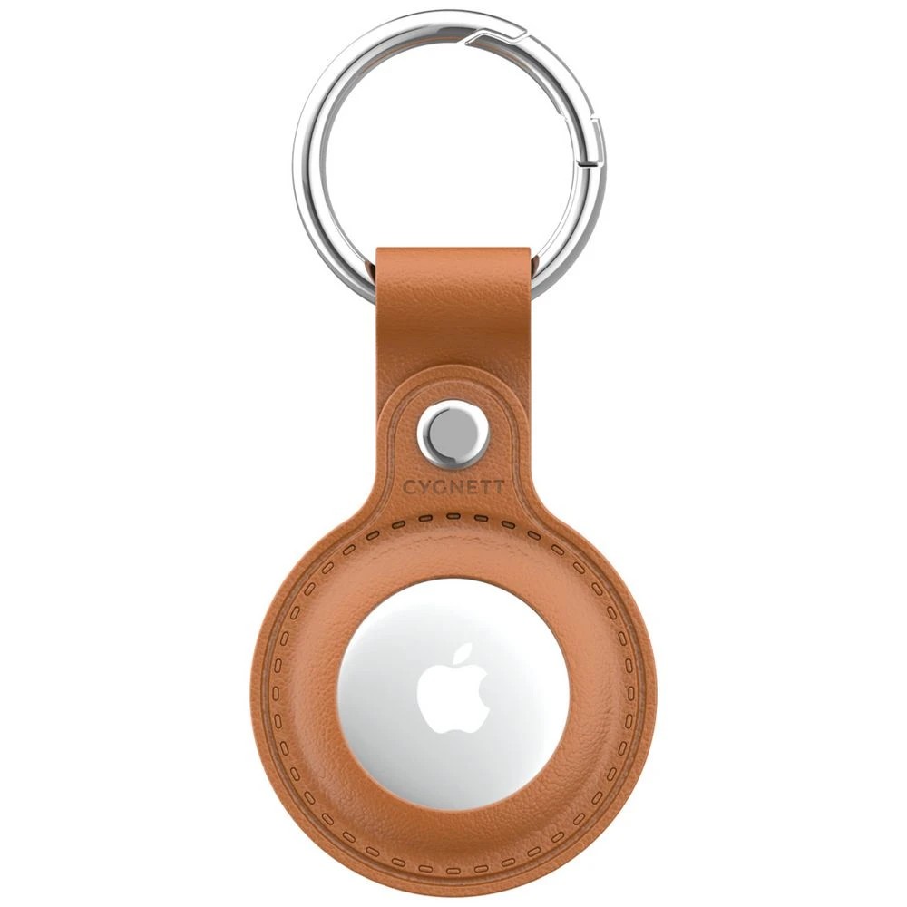1 Cygnett StyleTrack Leather AirTag Case Tan, 1 of 4