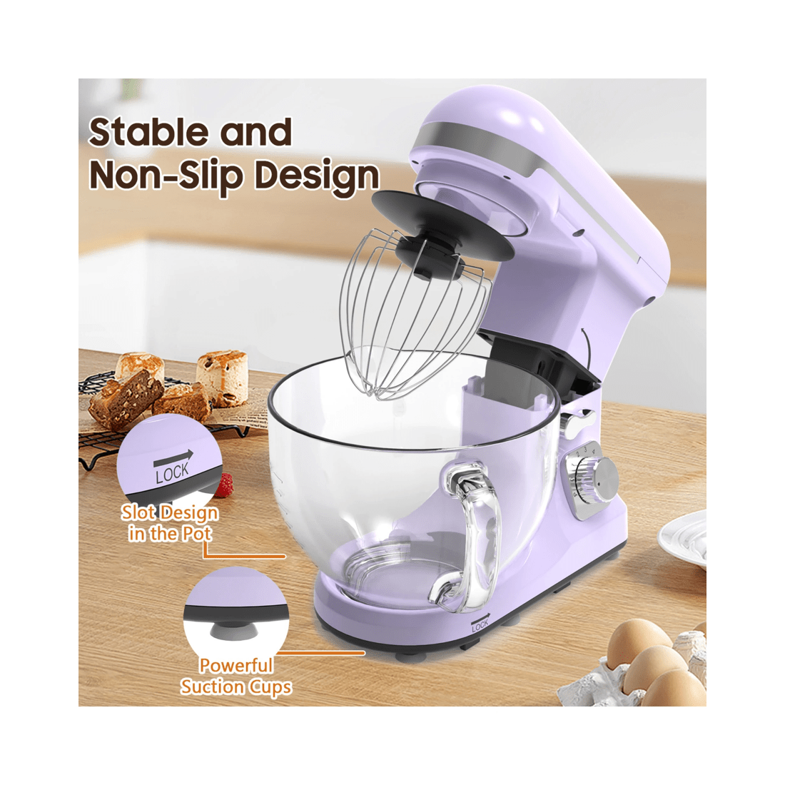 4 Advwin Purple Stand Mixer 5.5l, 4 of 7