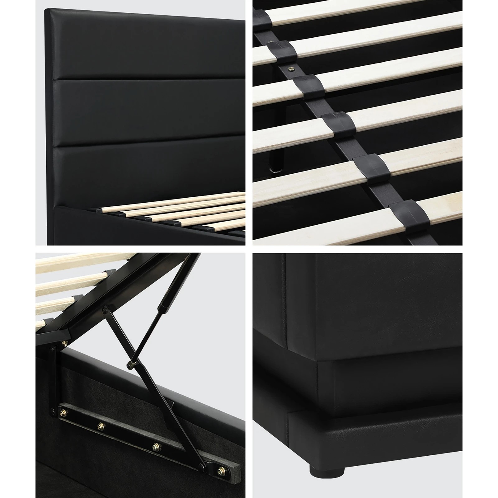 5 Oikiture Rgb Led Double Bed Frame Gas Lift Base With Storage
 - Black, 5 of 10