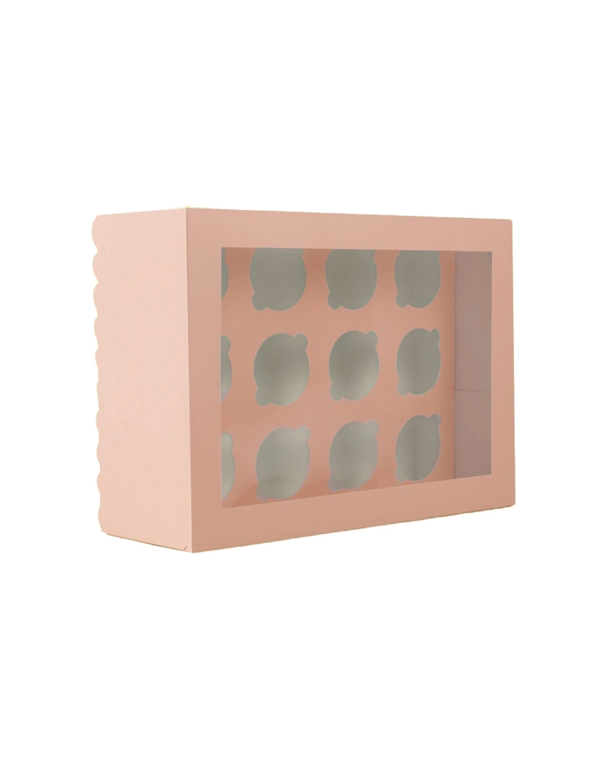 1 Bake Group Papyrus Scalloped Tall Cupcake Storage Box 12 Hold Pastel - Pink, 1 of 1