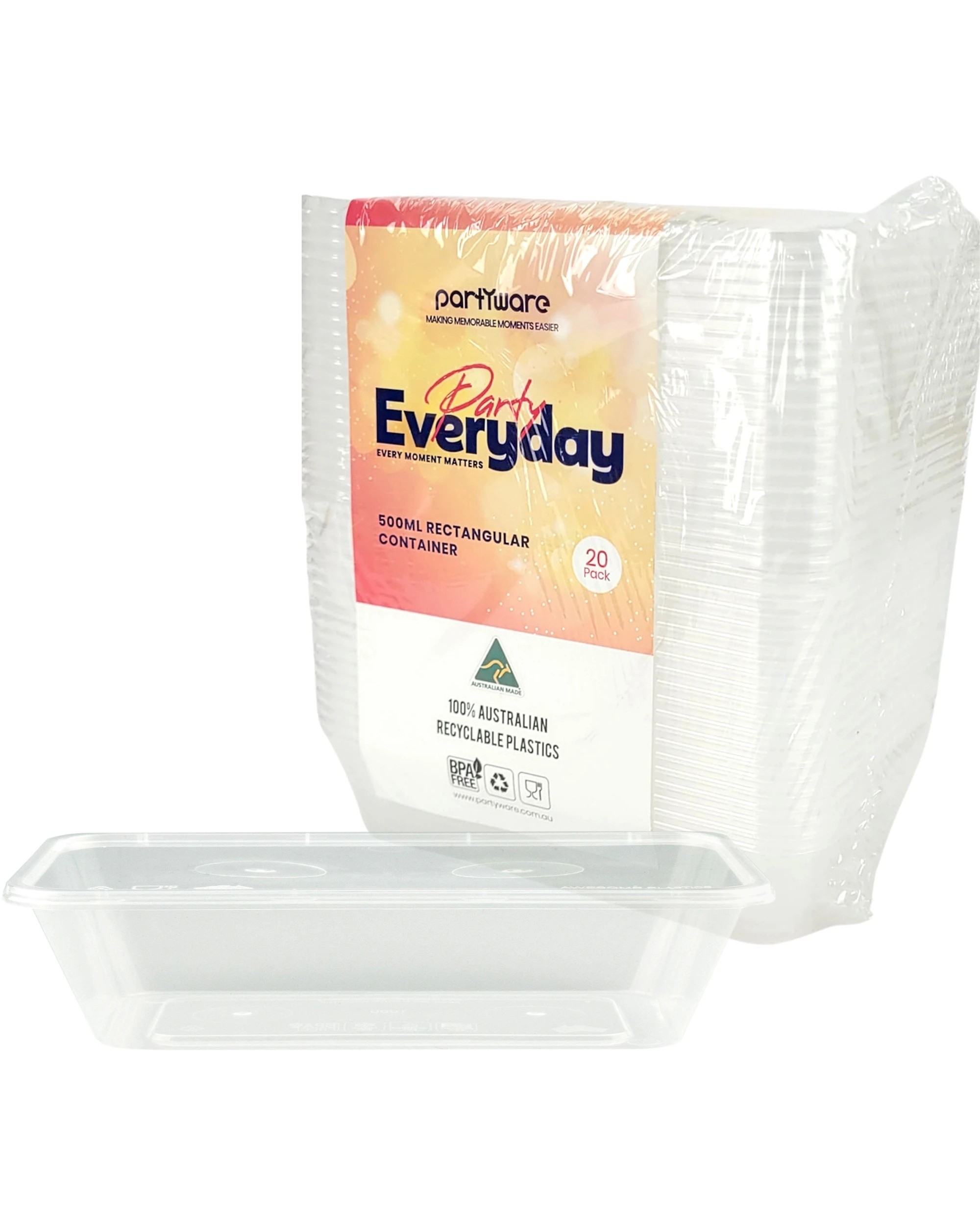 1 Partyware Takeaway Containers With Lids 500ml Pack of 20Clear - Clear, 1 of 1