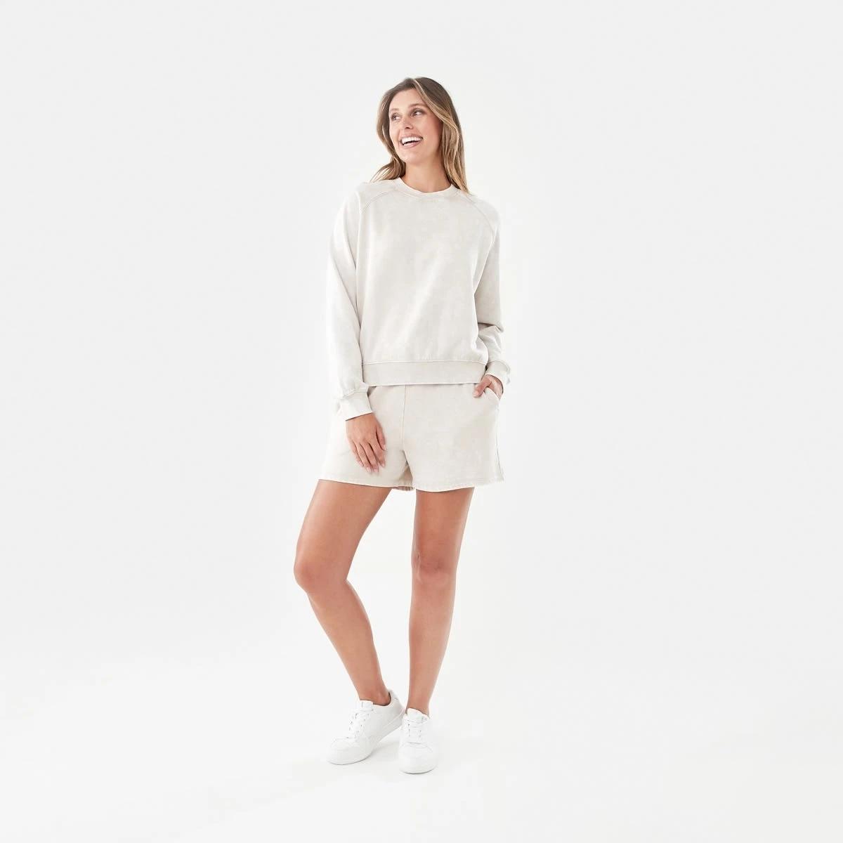 7 Long Sleeve Washed Sweatshirt Nat Beige, 7 of 7