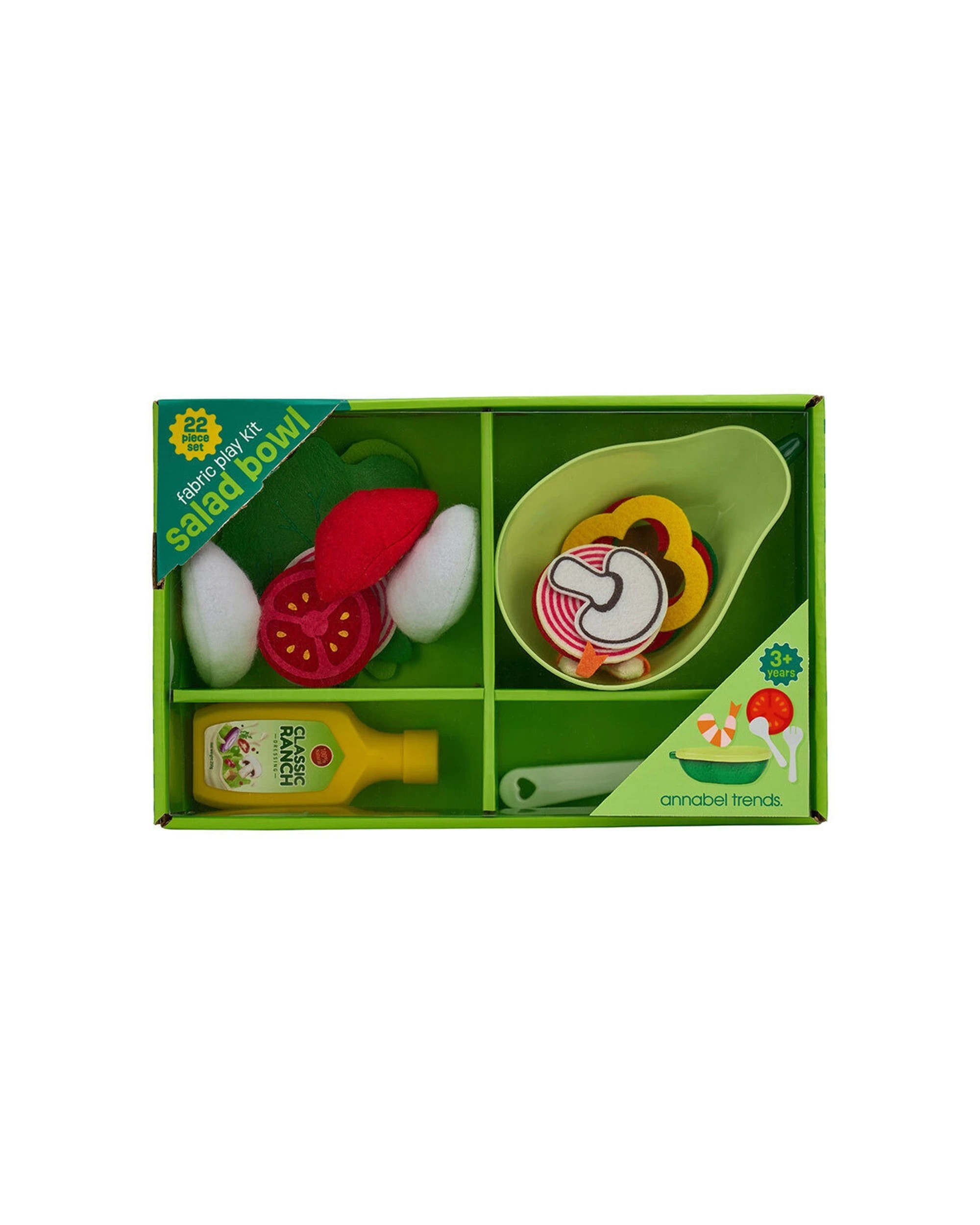 4 Annabel Trends 22pc Fabric Play Kit Kids Child Toy Salad Bowl Pretend Play Set - Multi, 4 of 4