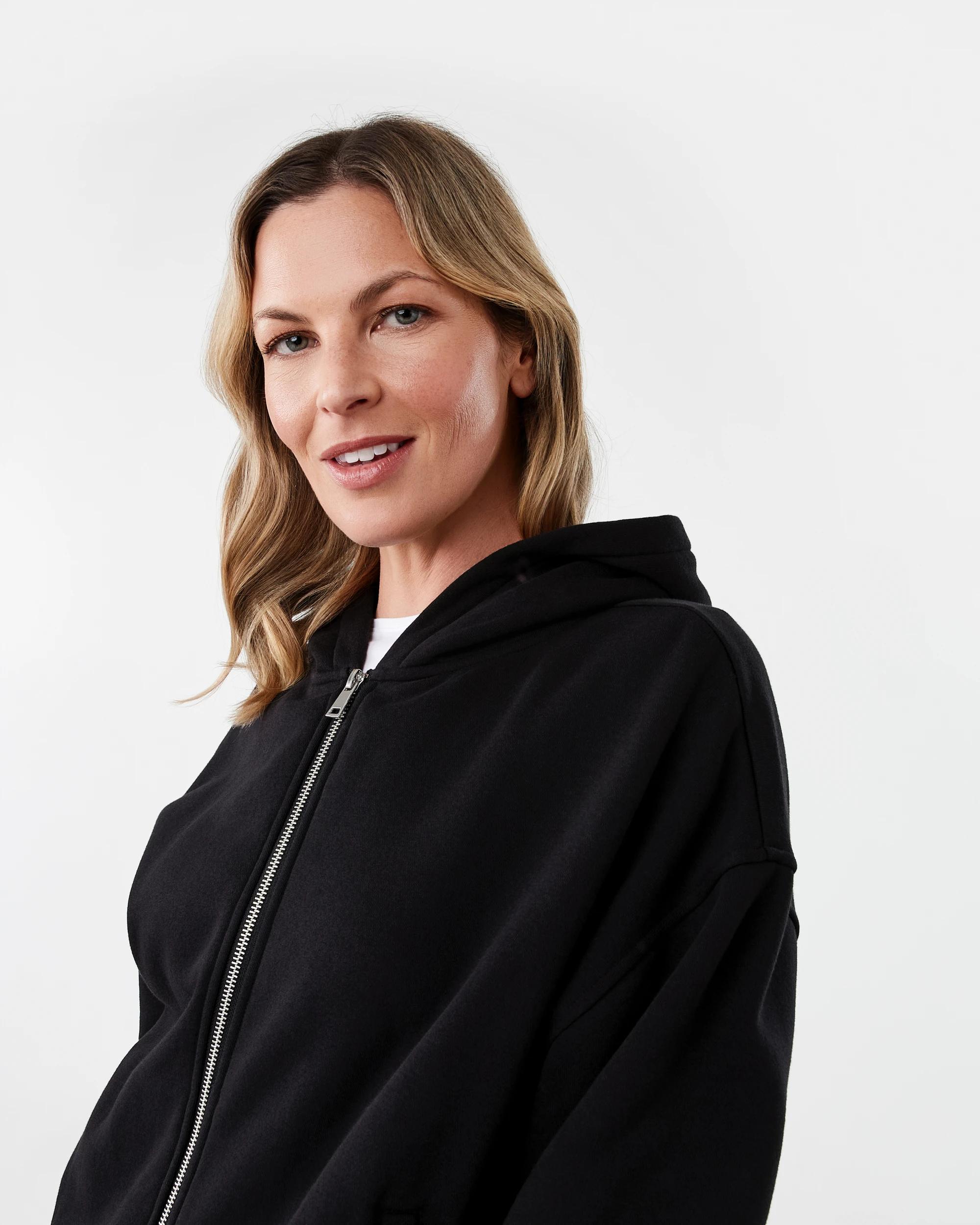 6 Relaxed Zip Through Hoodie Black, 6 of 8