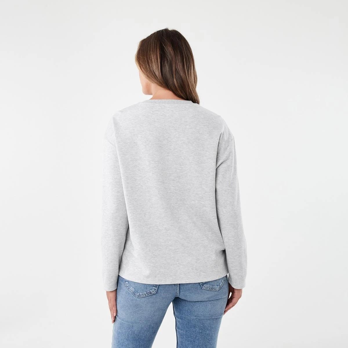 3 Long Sleeve Pique Top Slvr Marle, 3 of 6