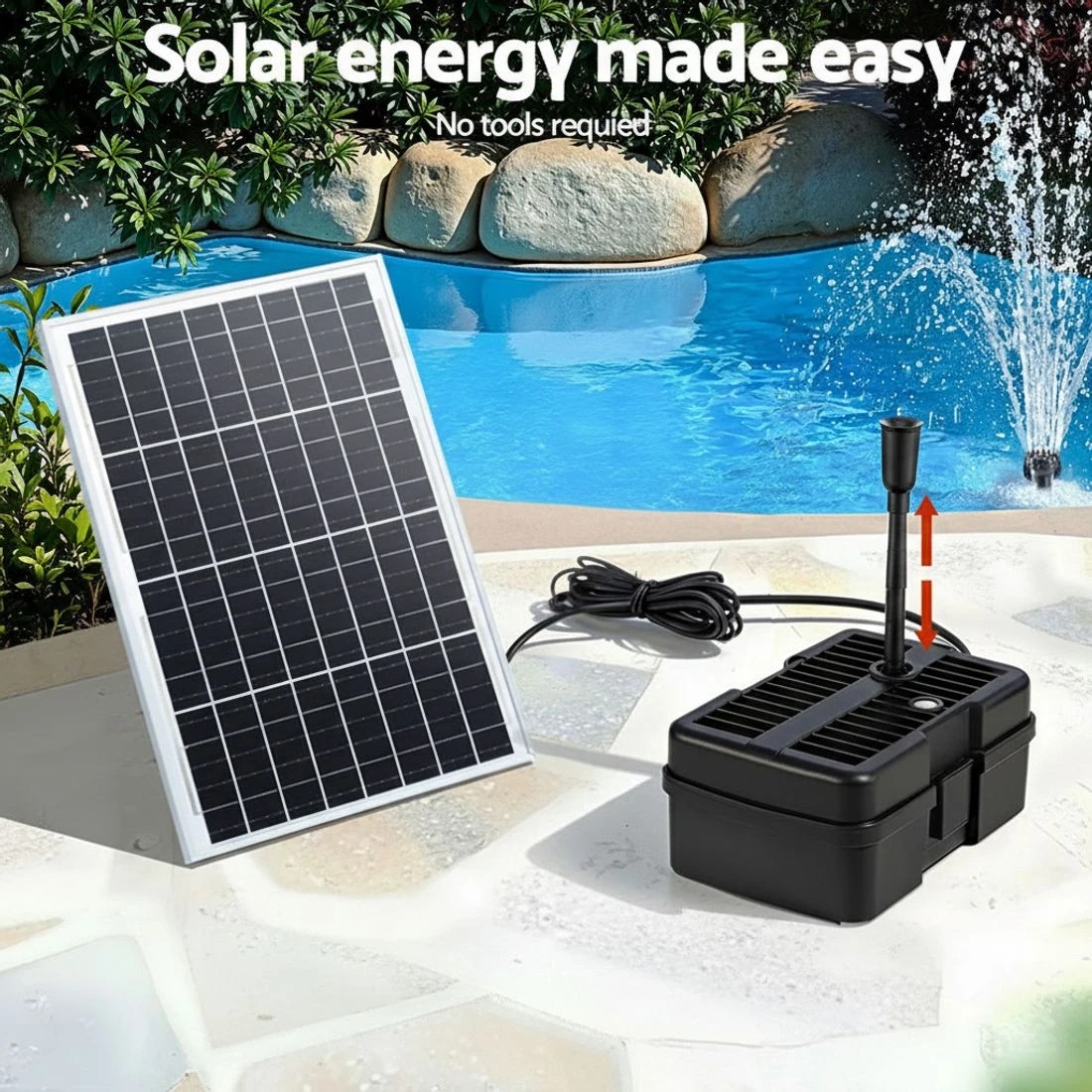 4 Gardeon Solar Submersible Water Pond Fountain Pump with Filter Box 6FT 1190L/H - Black, 4 of 8