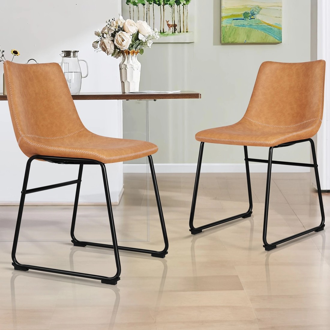 Alfordson 2x Dining Chairs Kitchen Lounge Cafe Seat Retro PU Leather ...