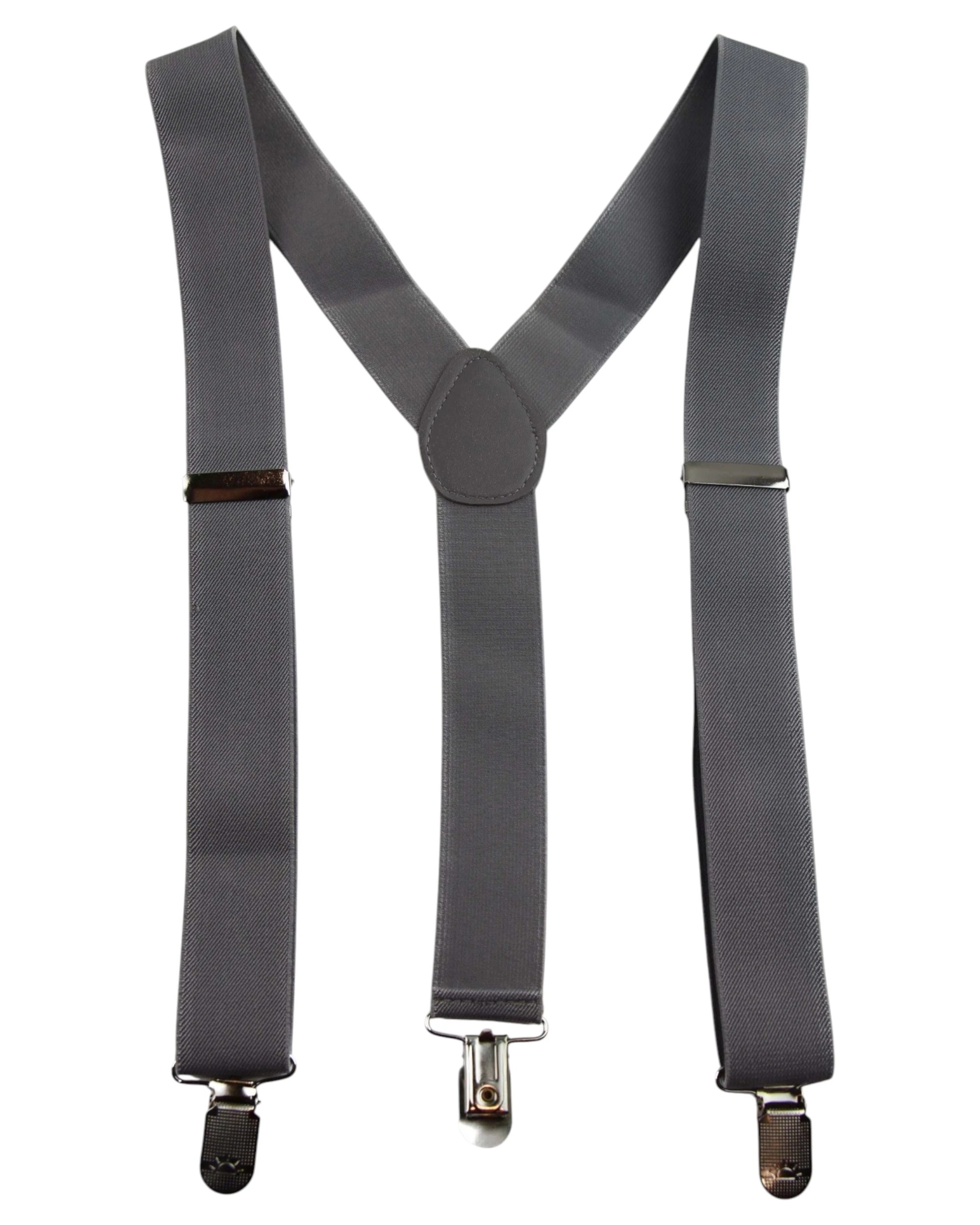 1 Zasel Mens Adjustable Wide Heavy Duty 100cm Suspenders - Silver, 1 of 3