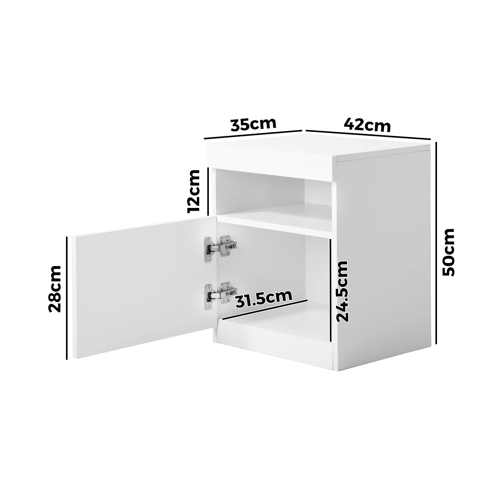 10 Oikiture Bedside Table Led Nightstand Shelf Storage Cabinet
 - White, 10 of 10