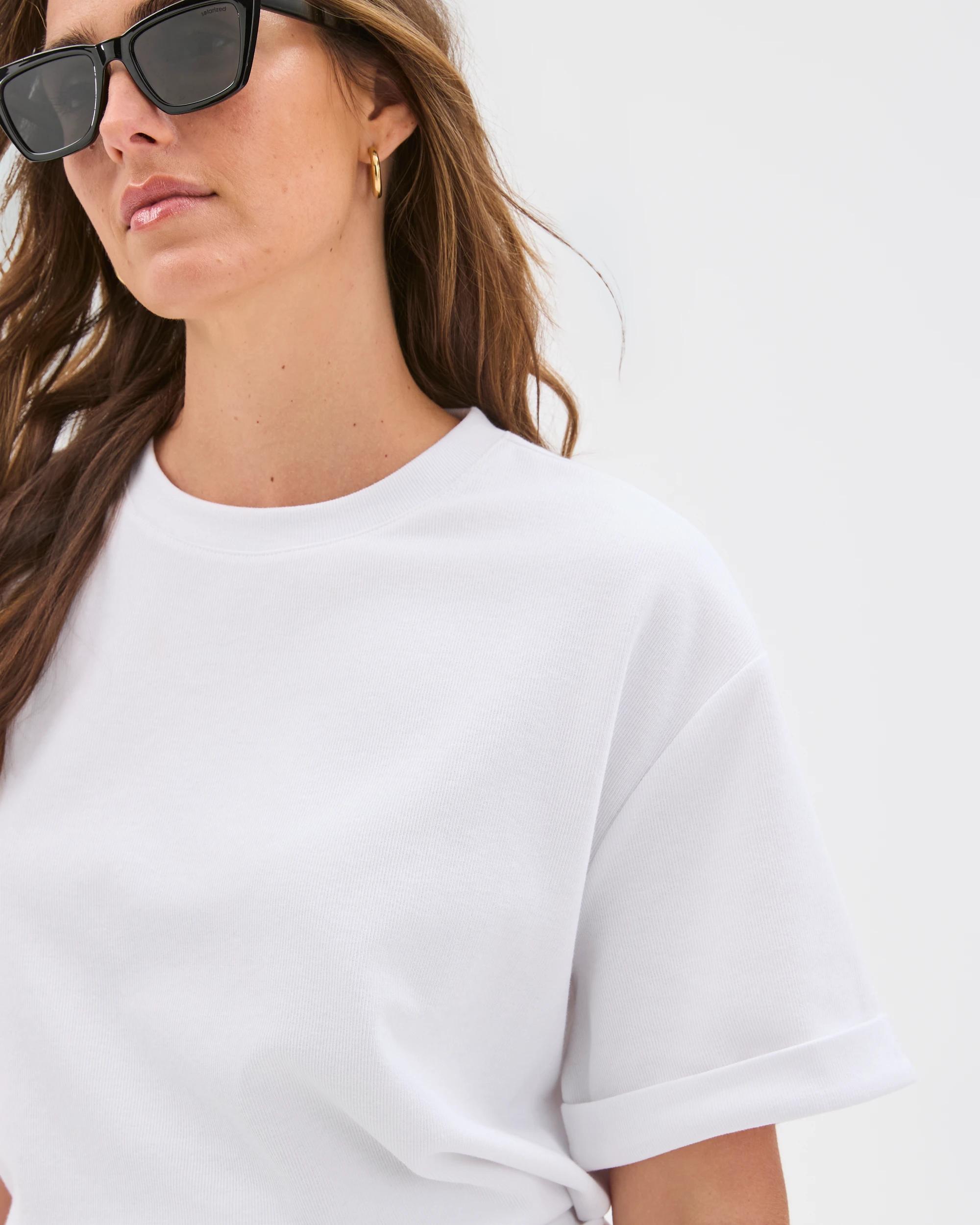 5 Target Woman Turnback Cuff Boxy Rib T-Shirt WHITE, 5 of 6