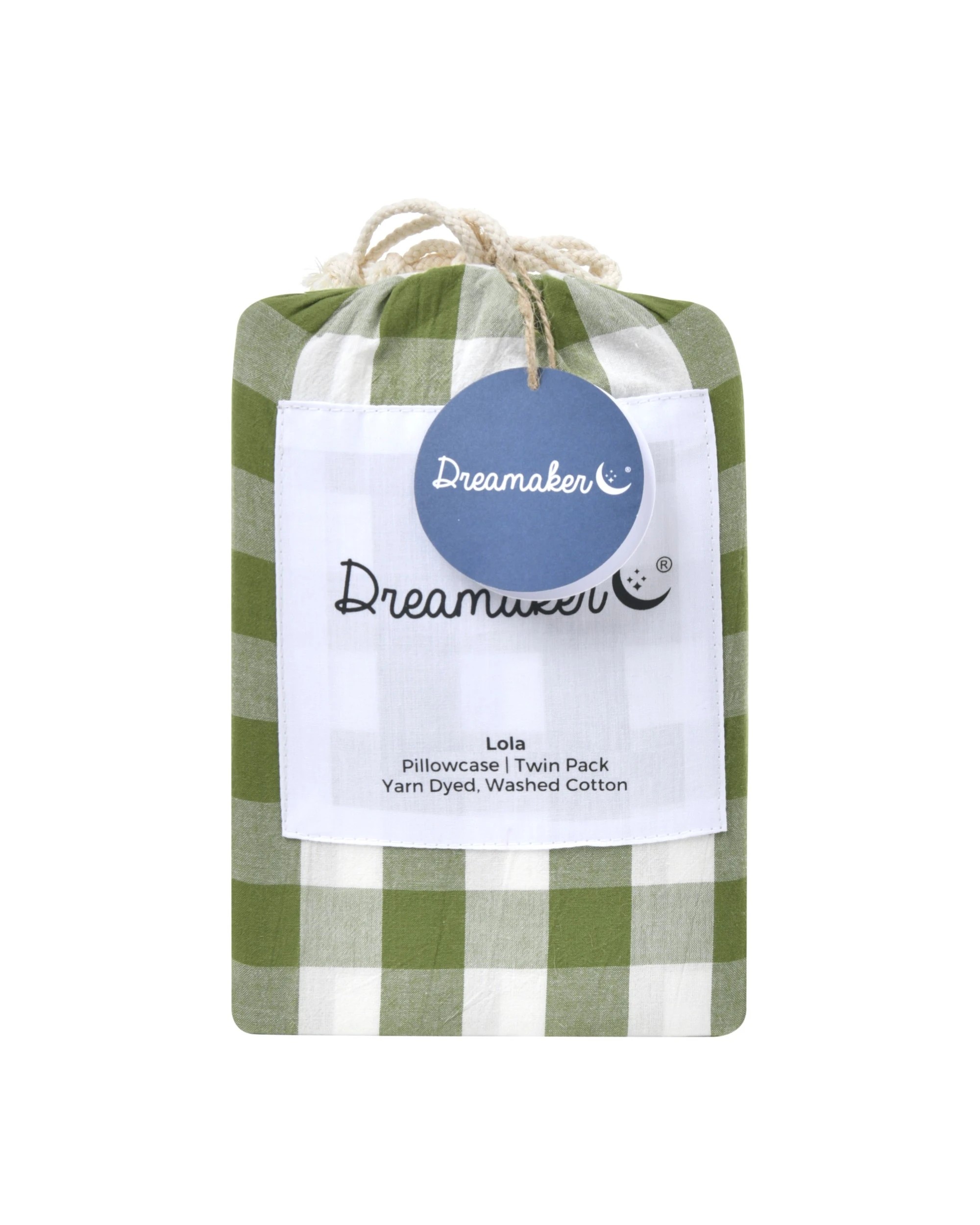 5 Dreamaker Twin Pack Lola Yarn Dyed Washed Cotton Gingham Standard Pillowcase - Olive, 5 of 6