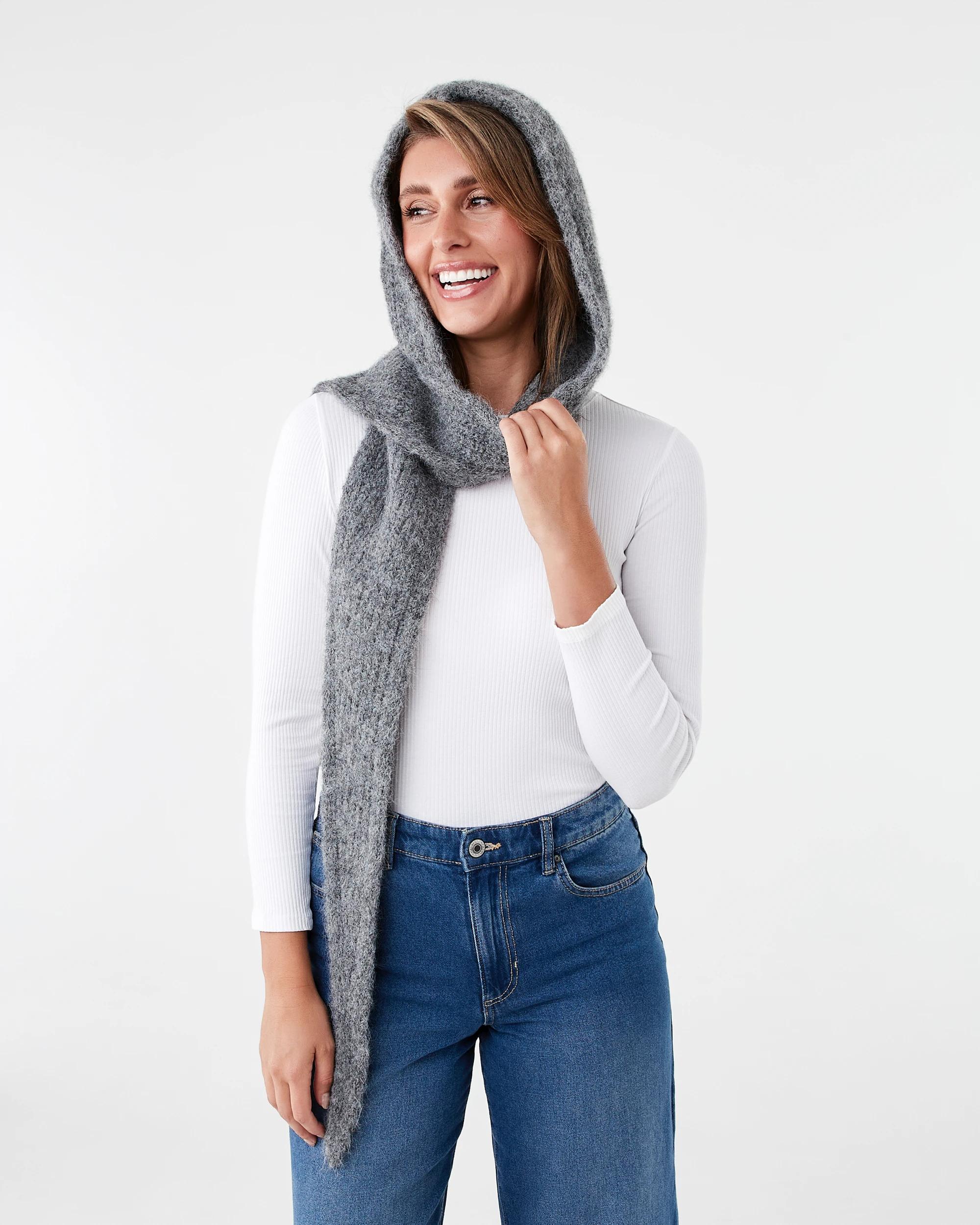 3 Hooded Scarf Grey Marle, 3 of 5