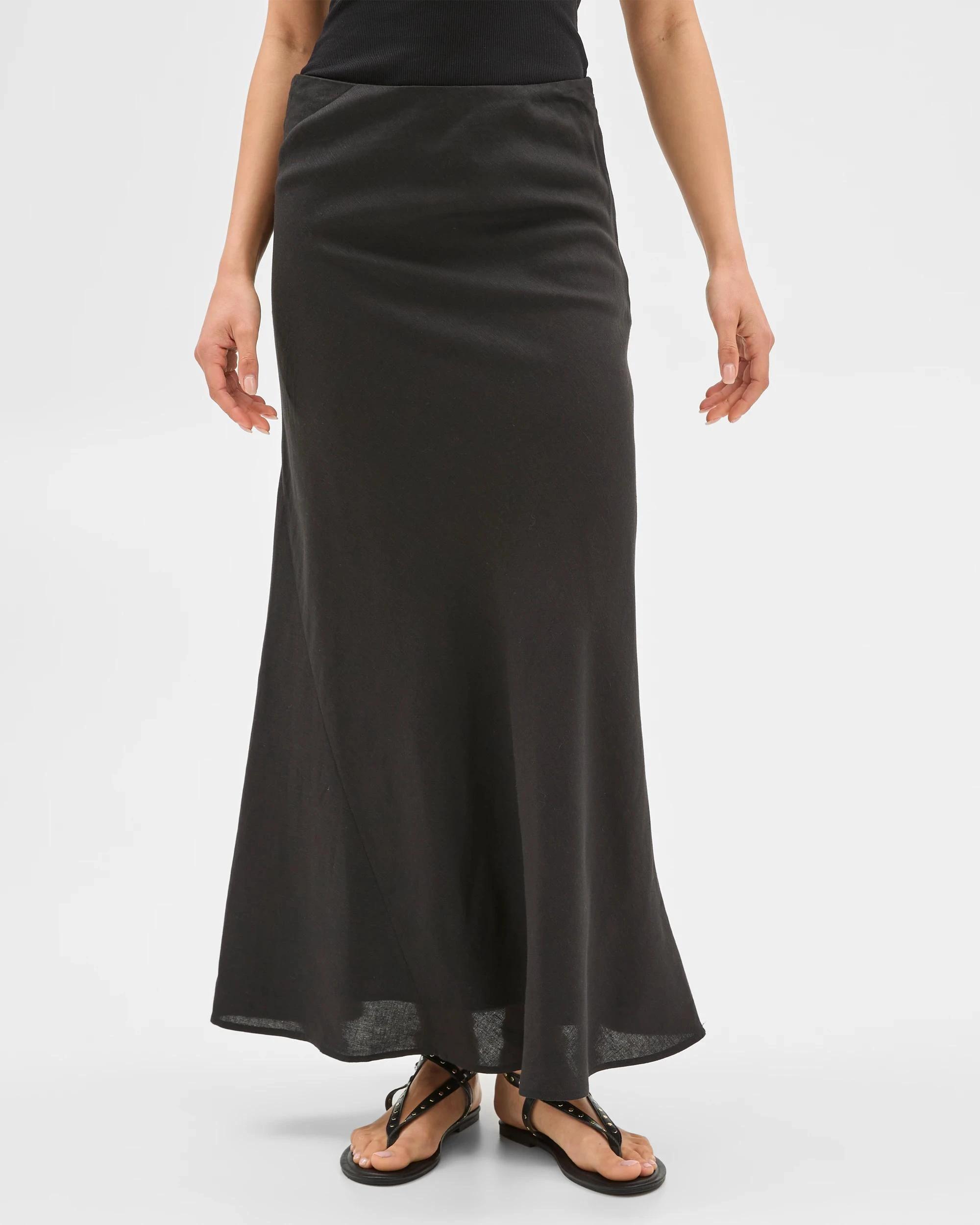 2 European Linen Blend Maxi Skirt - Lily Loves BLACK, 2 of 6