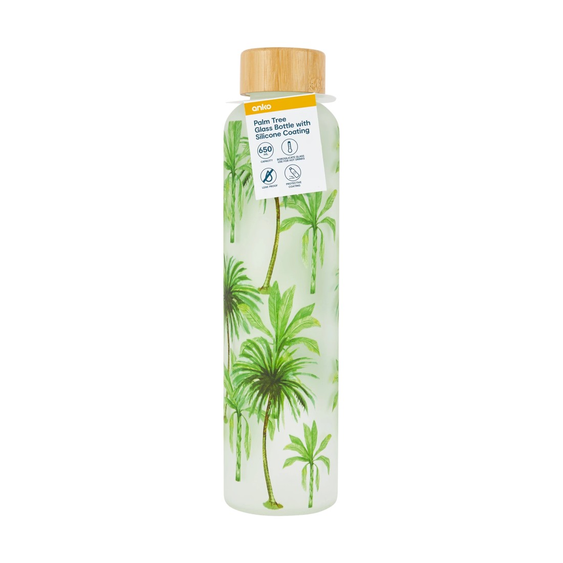 4 650ml Palm Tree Glass Bottle with Silicone Coating, 4 of 4