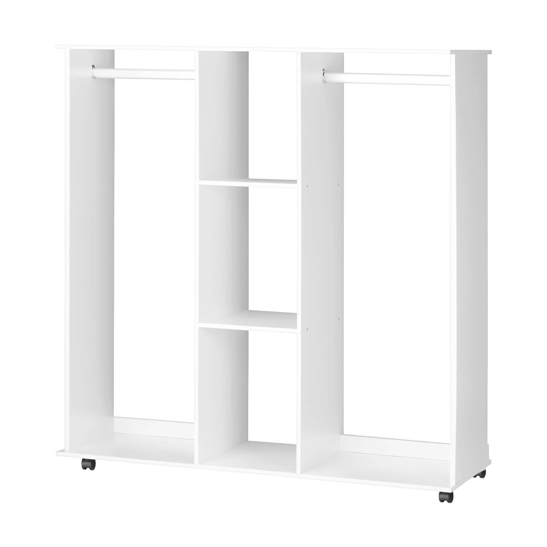 1 Oikiture Portable Double Wardrobe Storage Shelves Organizer Clothes Rack Hanger
 - White, 1 of 4