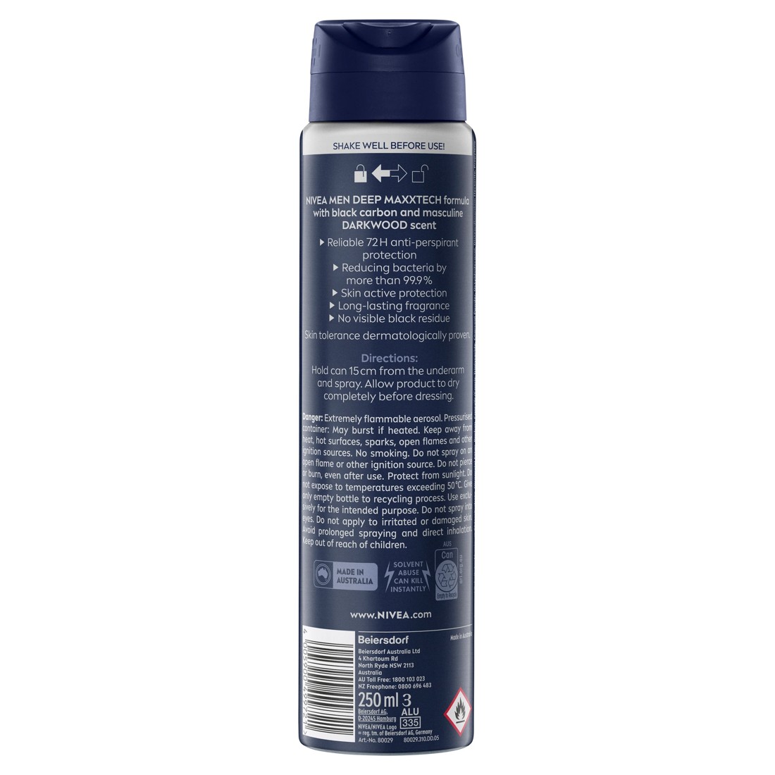 2 Nivea Men Deep Darkwood Anti-Perspirant Aerosol Deodorant 250ml, 2 of 8