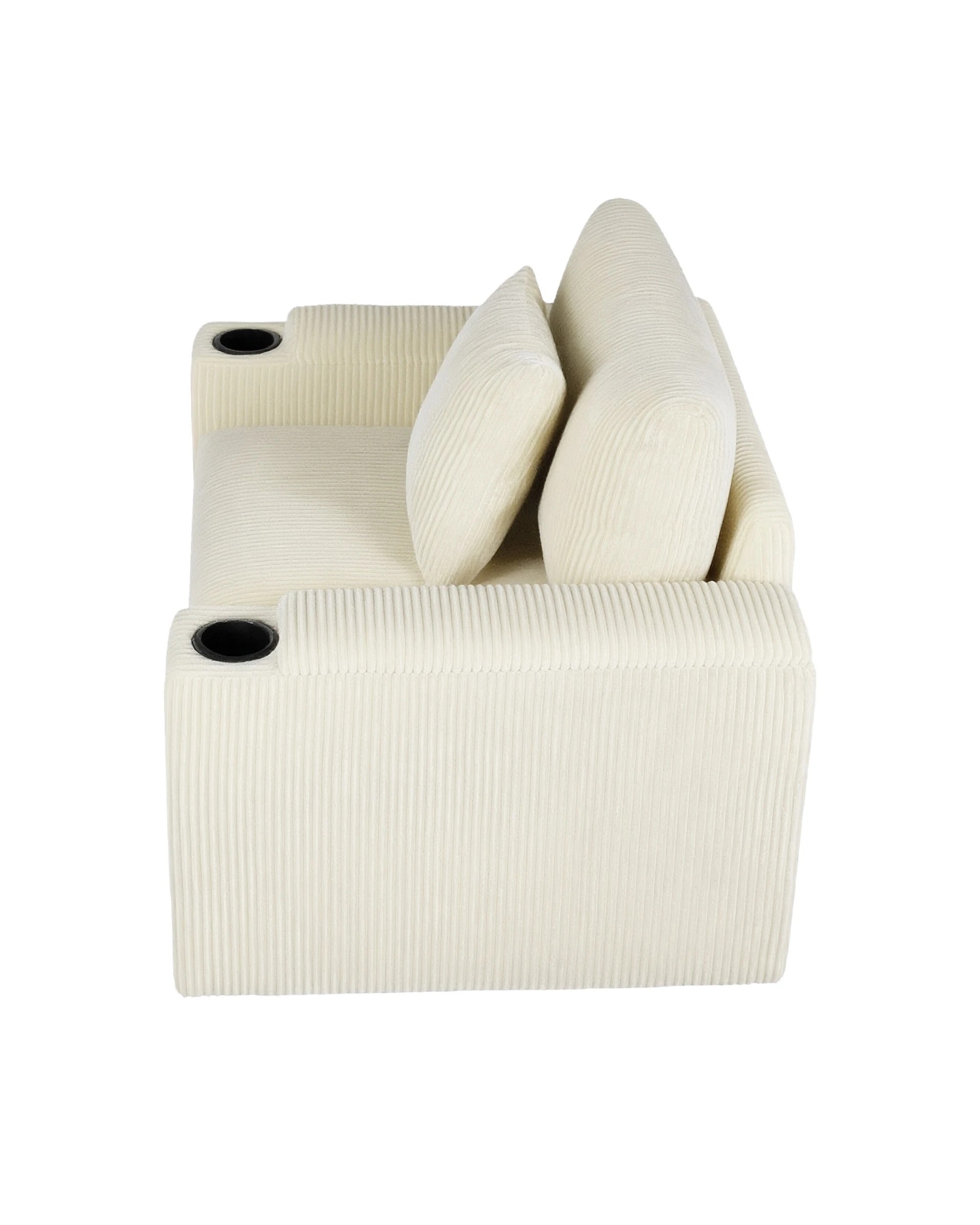 6 Advwin Single Sofa w/ Storage Armrests Corduroy Armchair w/ Cup Holder Modern Lounge Sofa Couch with Cushion, 6 of 9