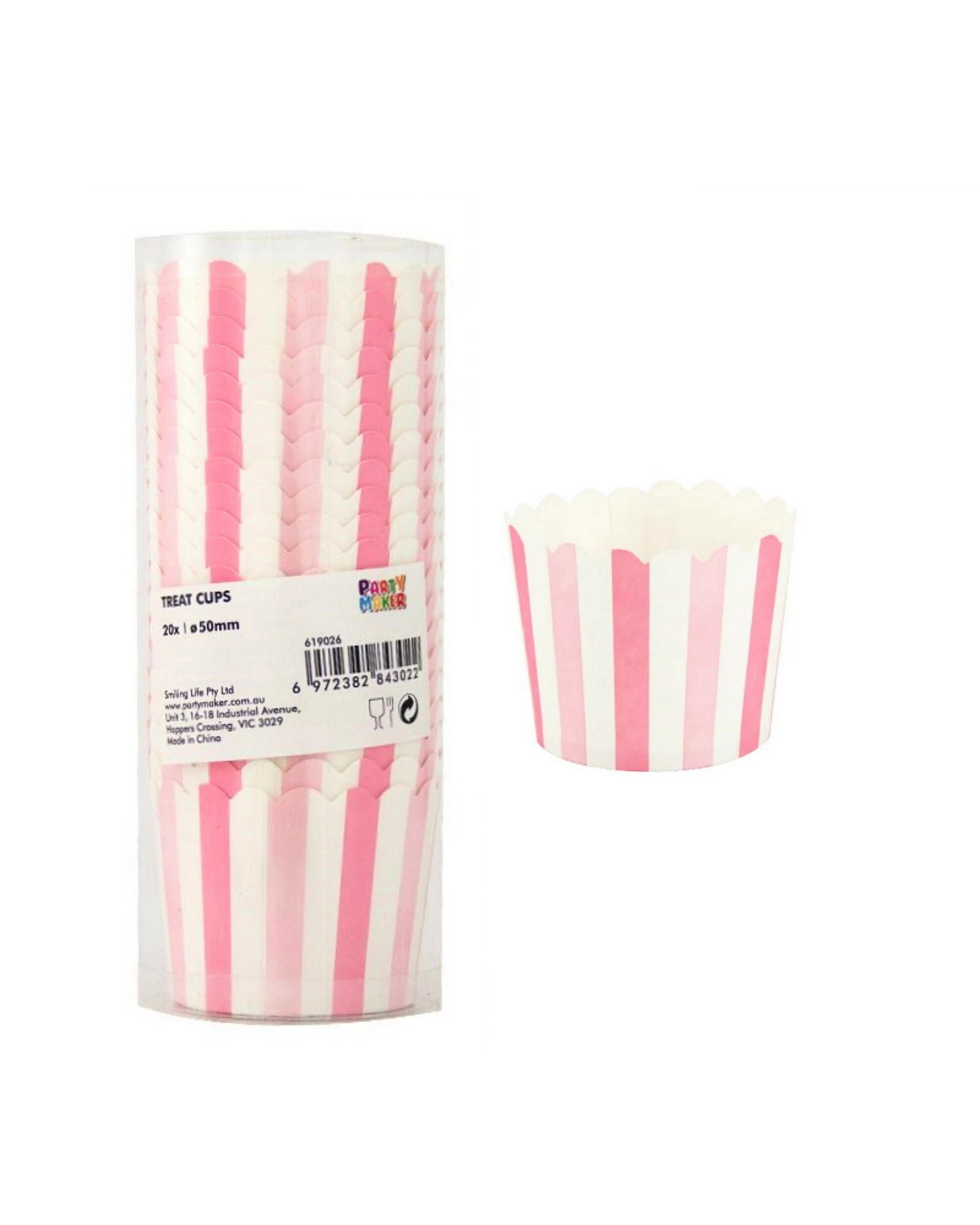 1 Party Maker Light Pink and White Striped Baking Cups Pack of 20 - Pink, 1 of 3