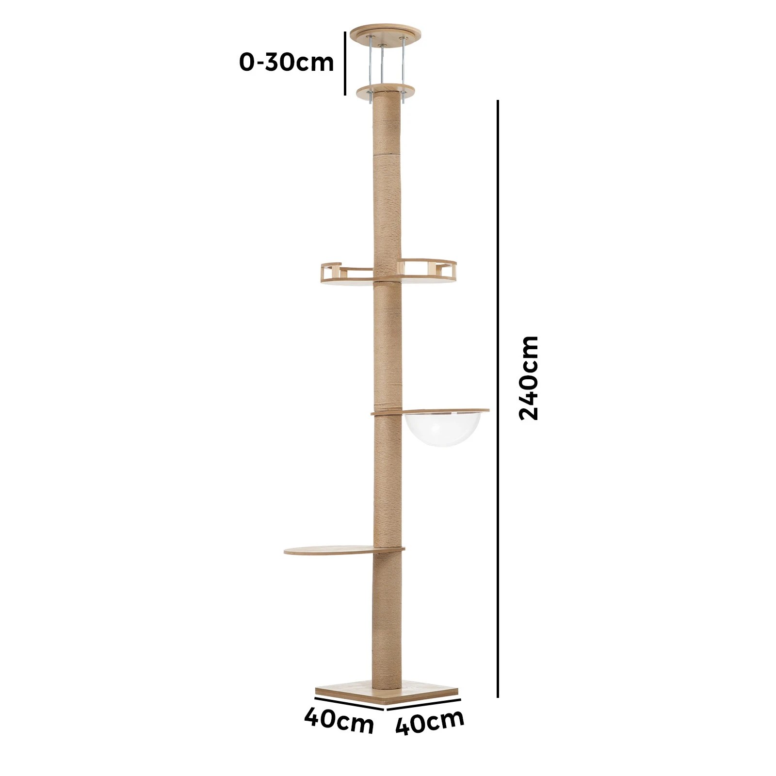 5 Alopet Cat Tree Wood Tower Scratching 270cm Post Scratcher Floor To Ceiling
 - Natural, 5 of 5
