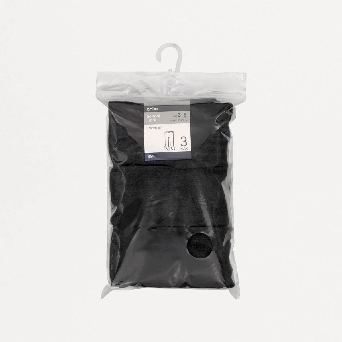 3 3 Pack School Cotton Rich Tights Nvy Sphire, 3 of 3