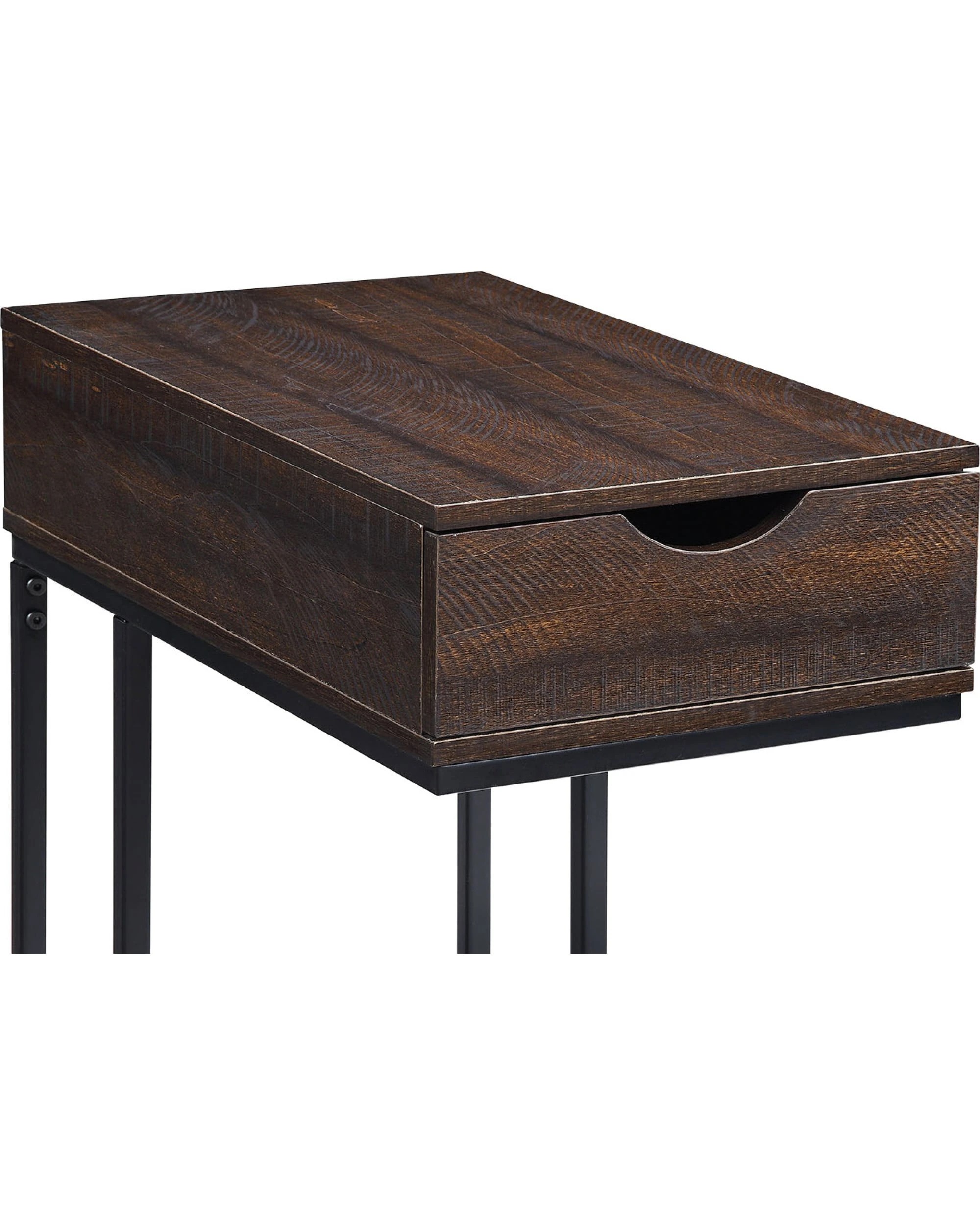 5 Sarantino C-Shaped Drawer Side Table Night Stand Metal Base, 5 of 10