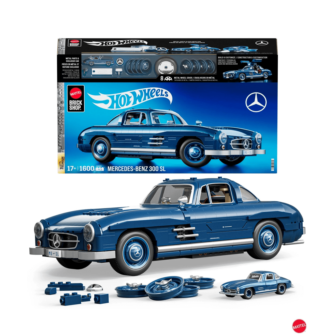 1 Mattel Brick Shop Hot Wheels Mercedes-Benz 300 Sl Building Toy Kit - Multi, 1 of 5