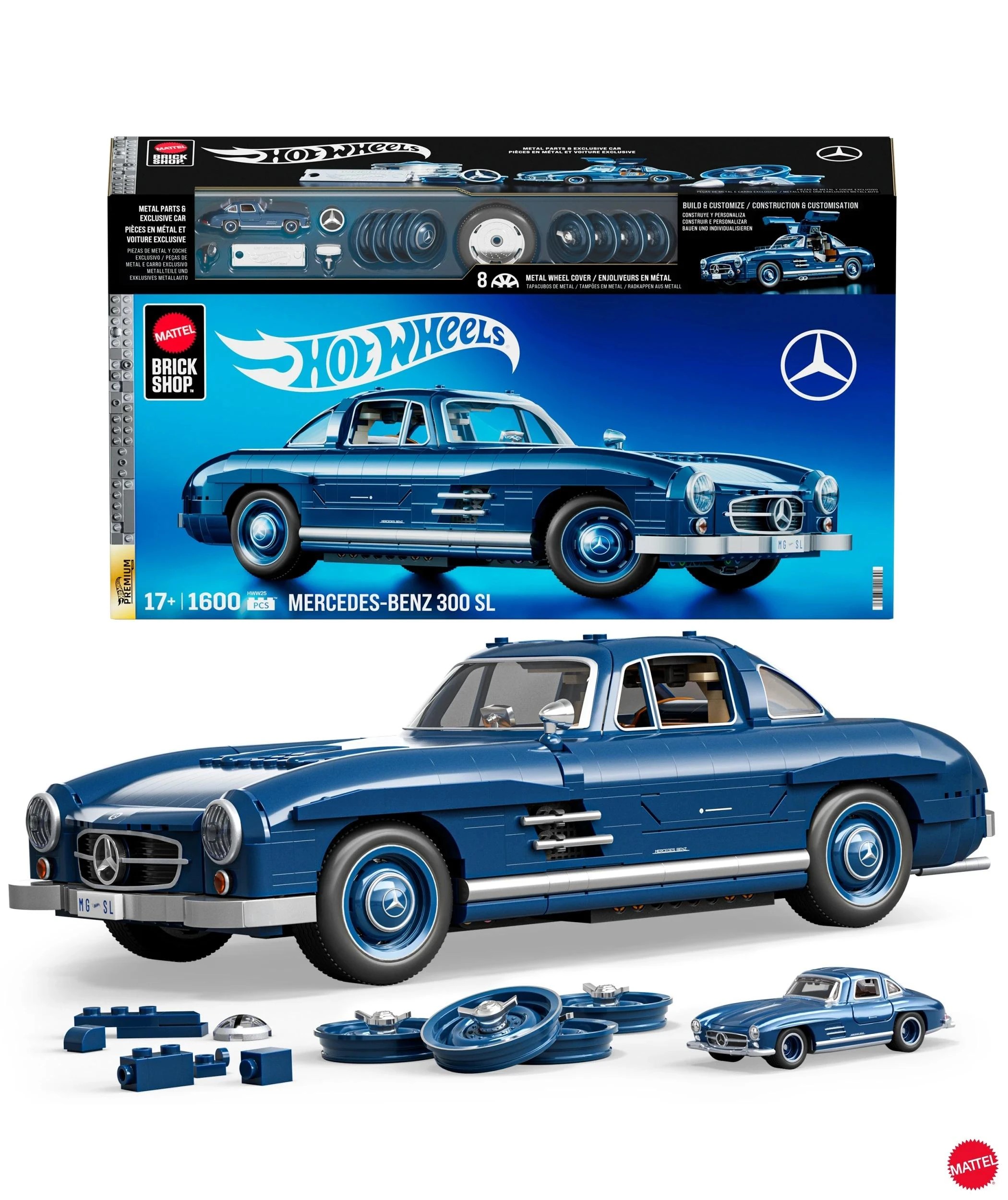 1 Mattel Brick Shop Hot Wheels Mercedes-Benz 300 Sl Building Toy Kit - Multi, 1 of 5