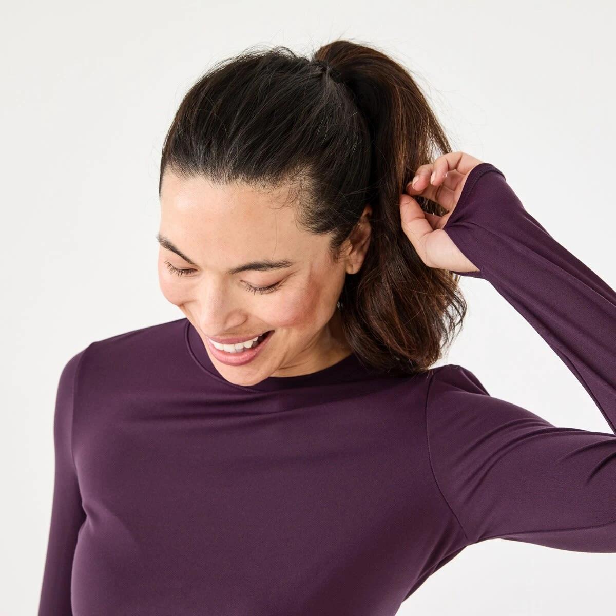4 Active Womens Long Sleeve Ultrasoft Top Pur Raisin, 4 of 6