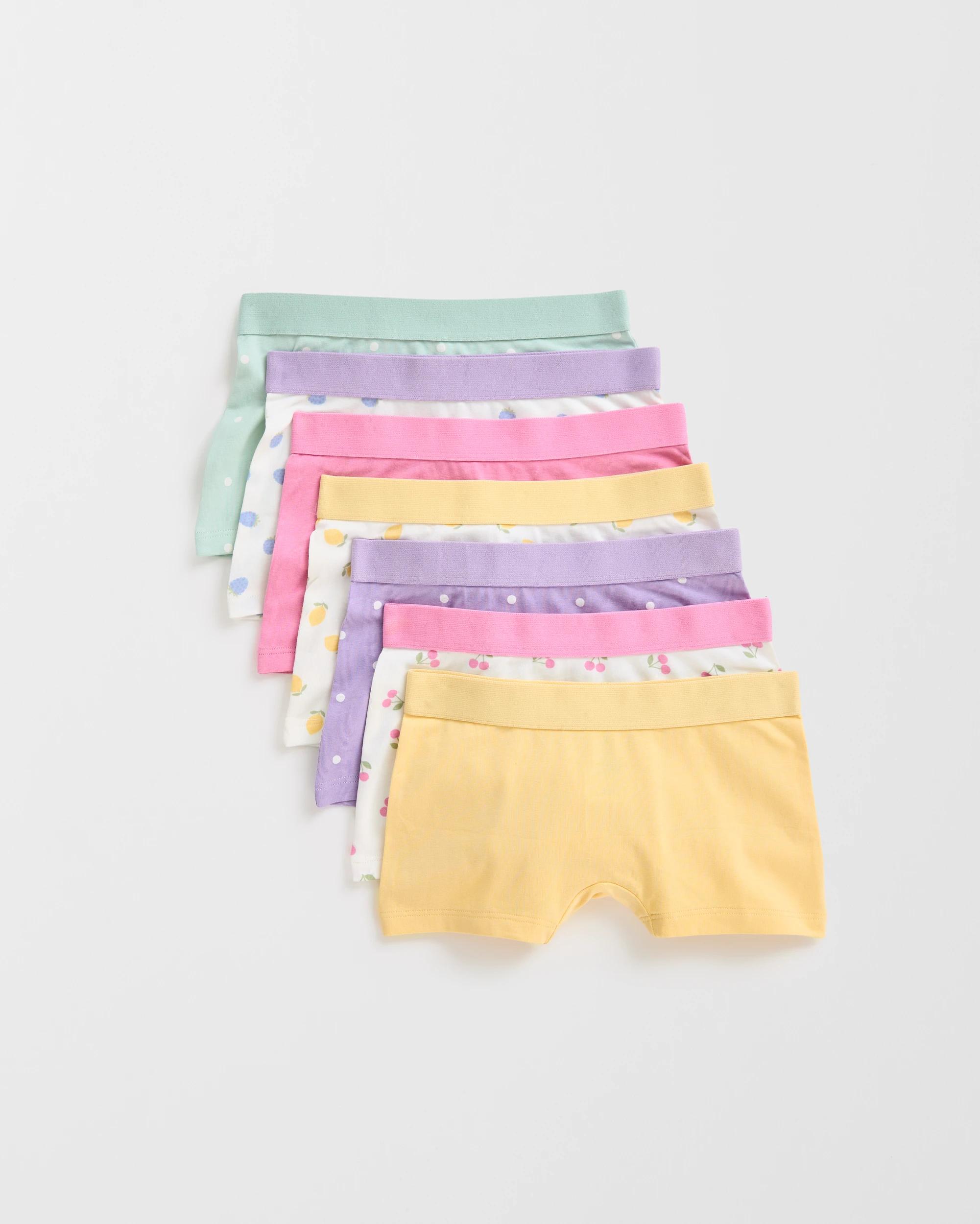 1 Maxx Australian Cotton 7 Pack Older Girls Print Shortie FRUIT, 1 of 2