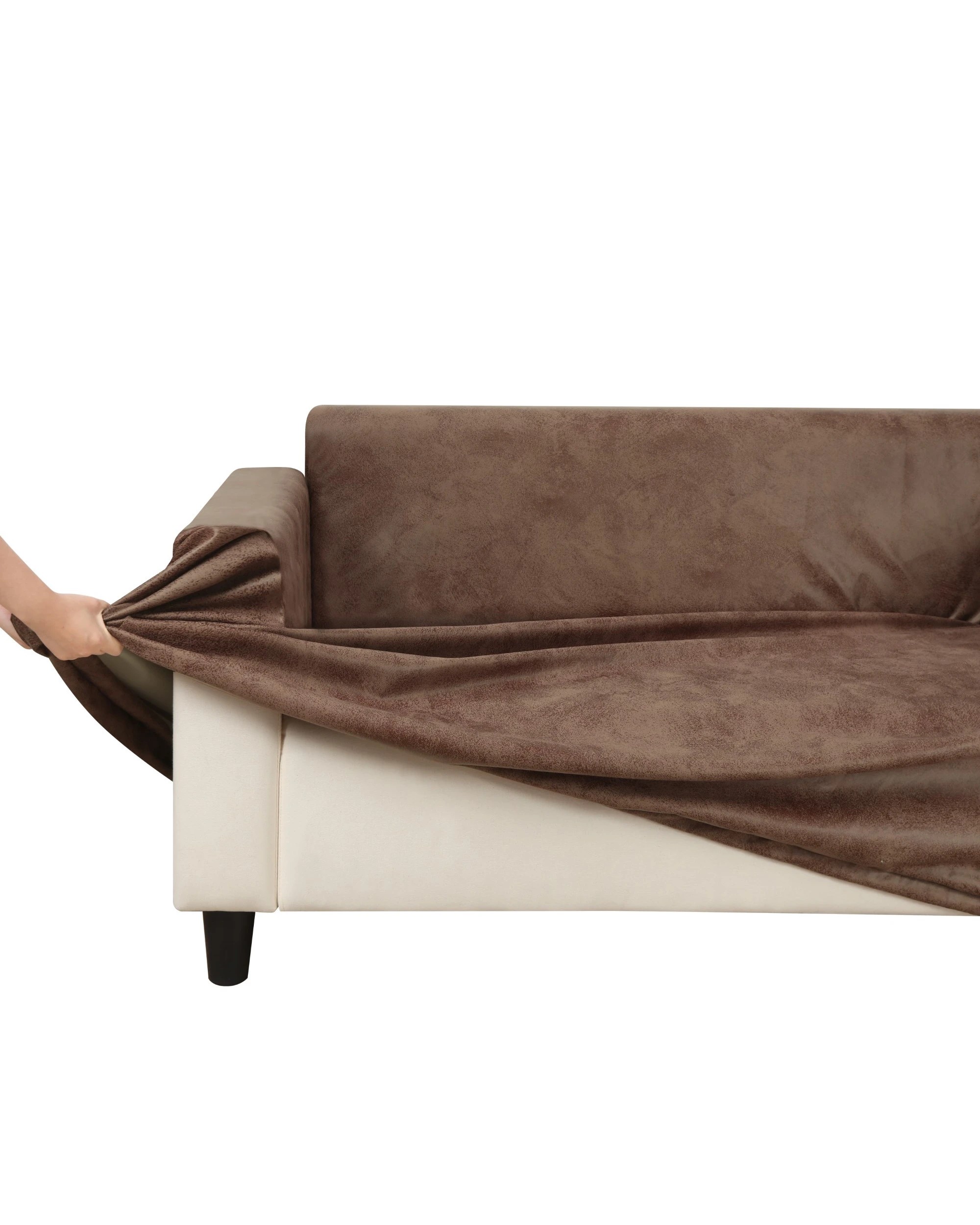 1 Sherwood Home Premium Faux Leather 3 Seater Couch Sofa Cover - Light Leather, 1 of 5