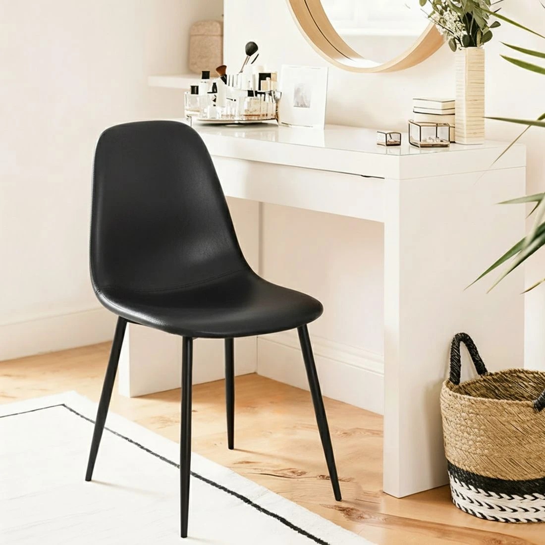 4 Artiss 2x Dining Chairs Retro PU Leather Kitchen Lounge Cafe Accent Chair - Black, 4 of 6