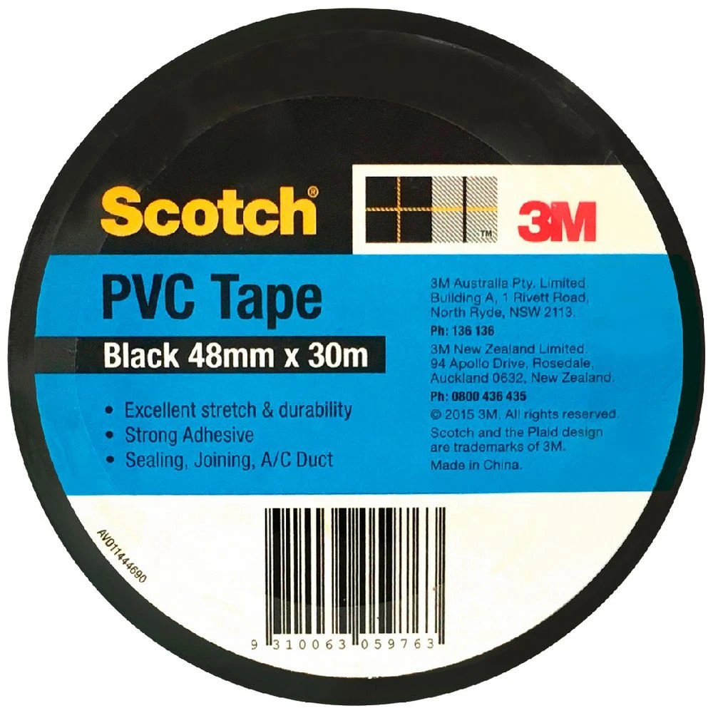1 Scotch PVC Duct Tape 48mm x 30m Black, 1 of 2