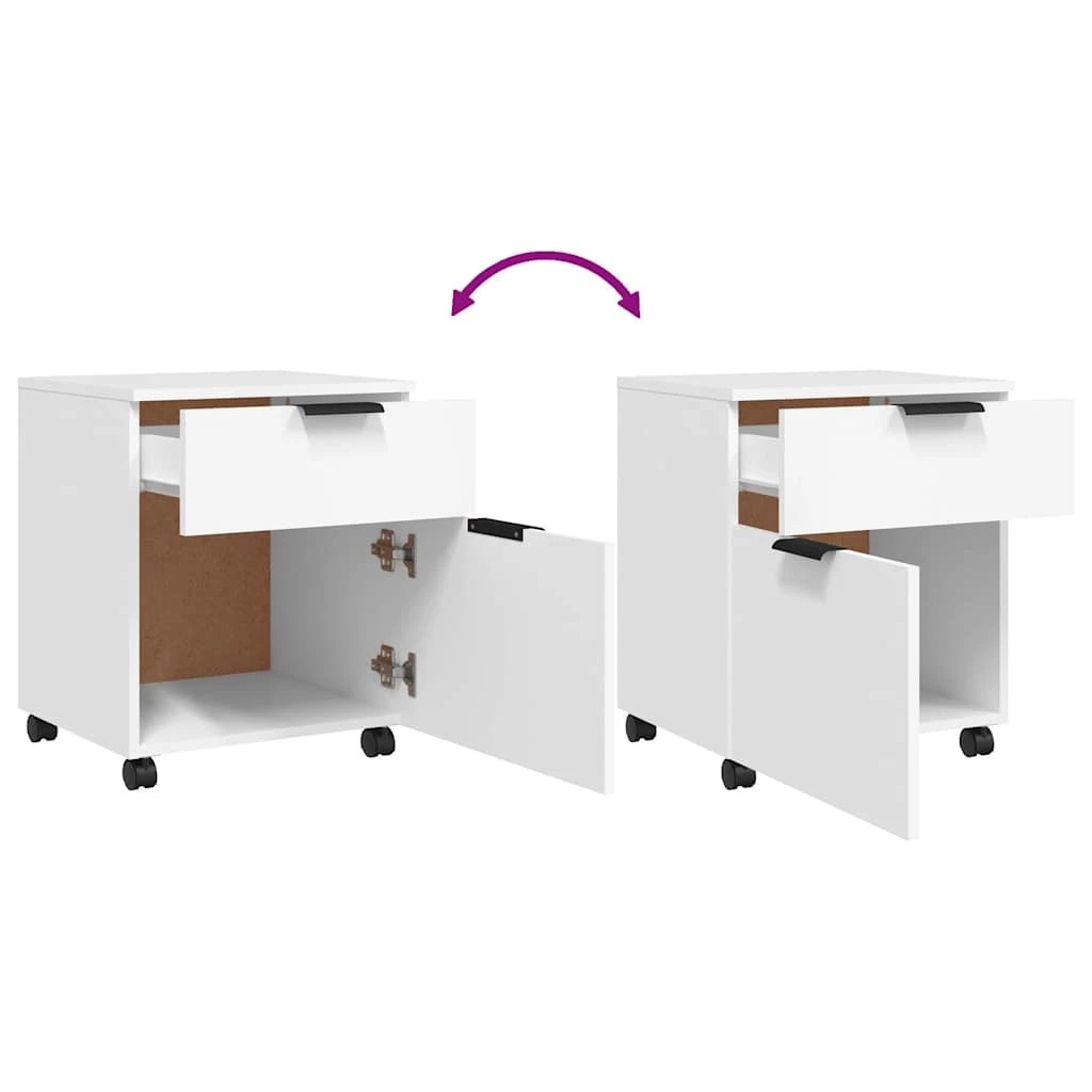 6 vidaXL Mobile File Cabinet with Wheels Ample Storage - White, 6 of 9