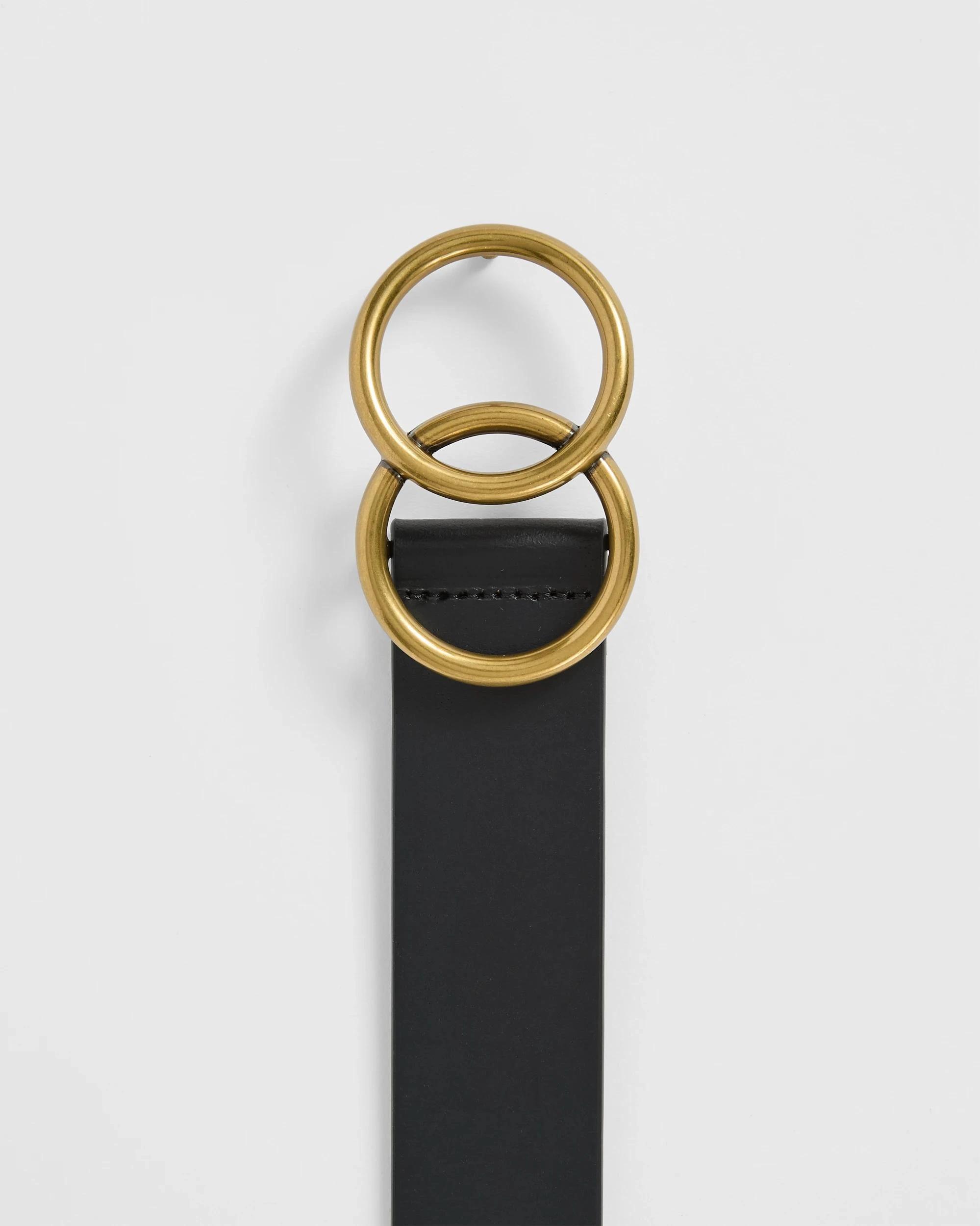 3 Target Woman Genuine Leather Double Circle Belt BLACK, 3 of 3