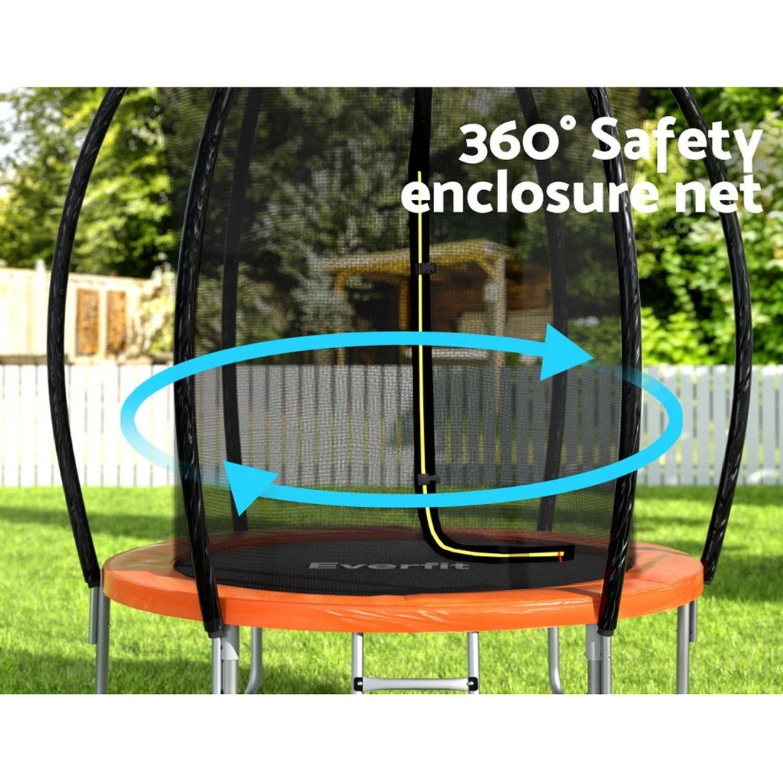3 Everfit 6FT Trampoline for Kids w/ Ladder Enclosure Safety Net Rebounder - Orange, 3 of 7