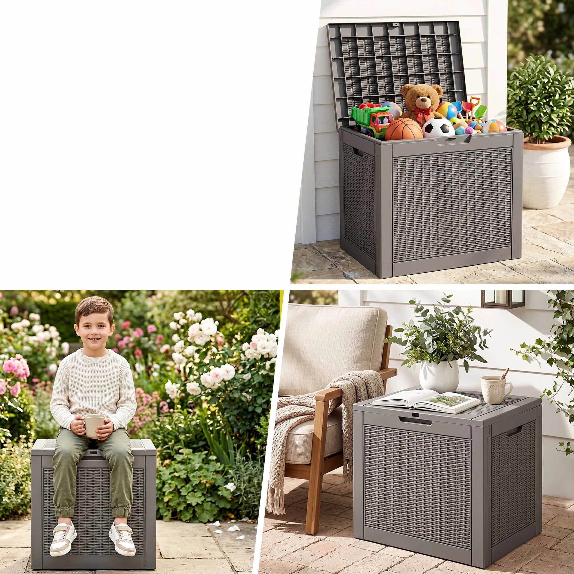 6 Gardeon Outdoor Storage Box 118L Container Lockable Garden Toy Tool Rattan-Texture - Brown, 6 of 9